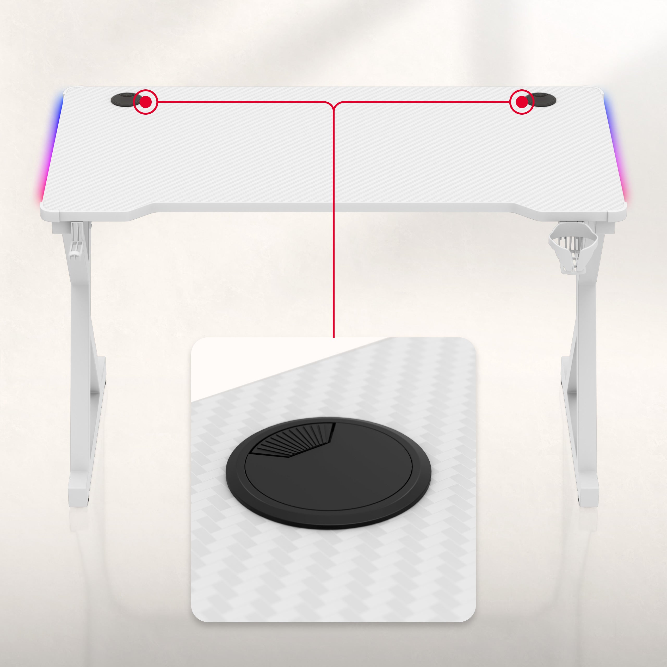 LED Gaming-Schreibtisch Huzaro Hero 2.3 RGB White 120 cm