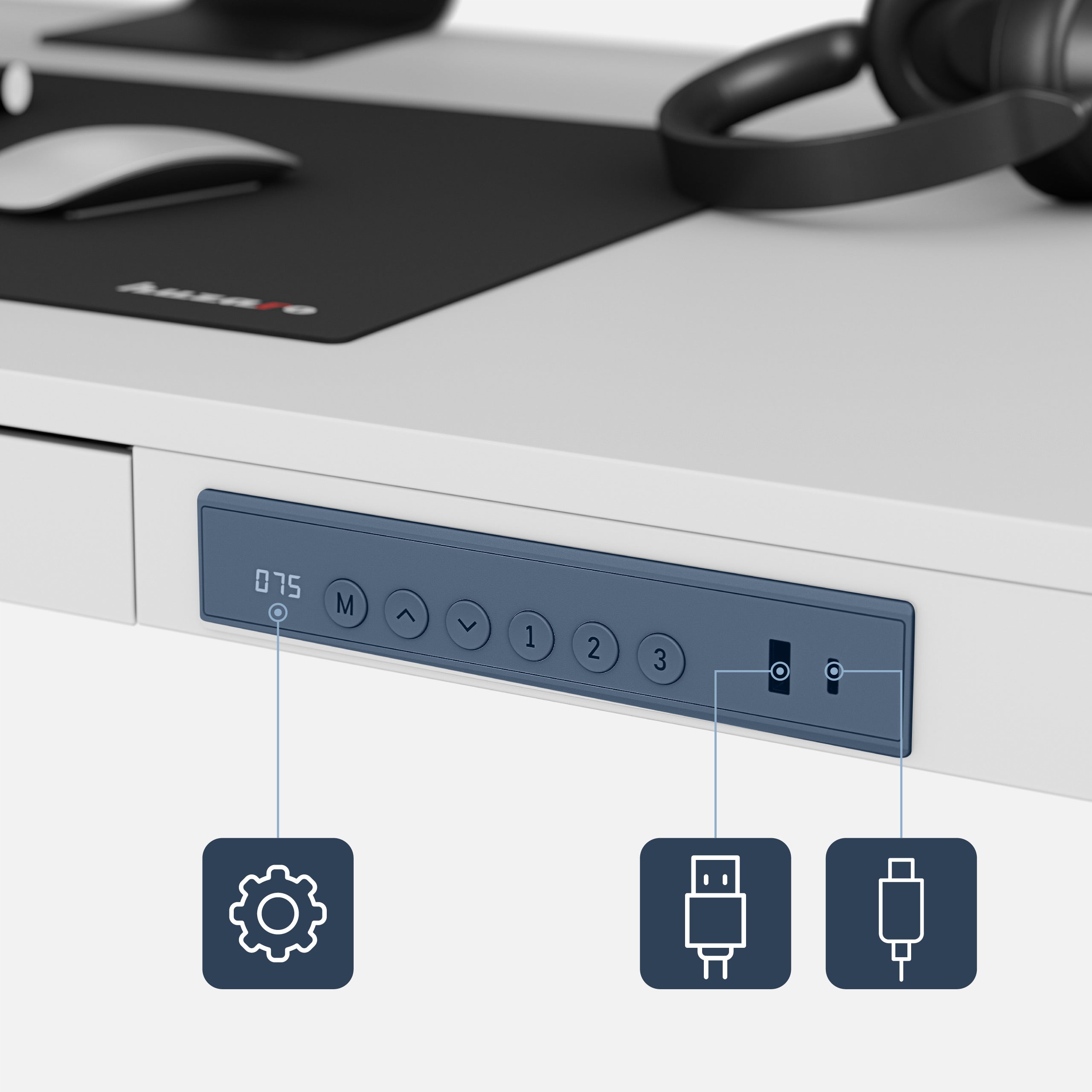 Mark Adler Leader 8.2 Weißer elektrischer Schreibtisch