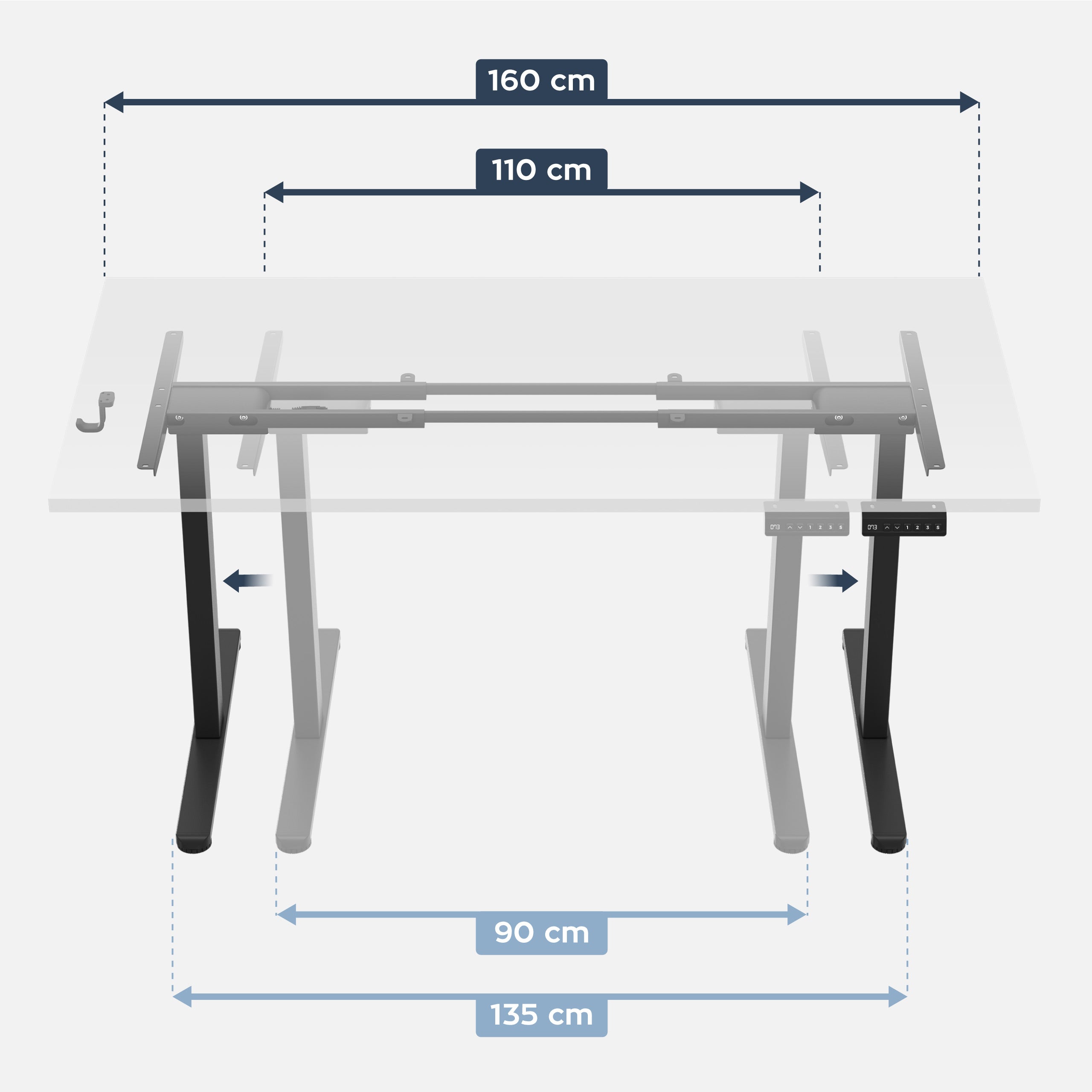 Mark Adler Xeno 4.5 Schwarzer elektrischer Schreibtischrahmen mit zwei Motoren 