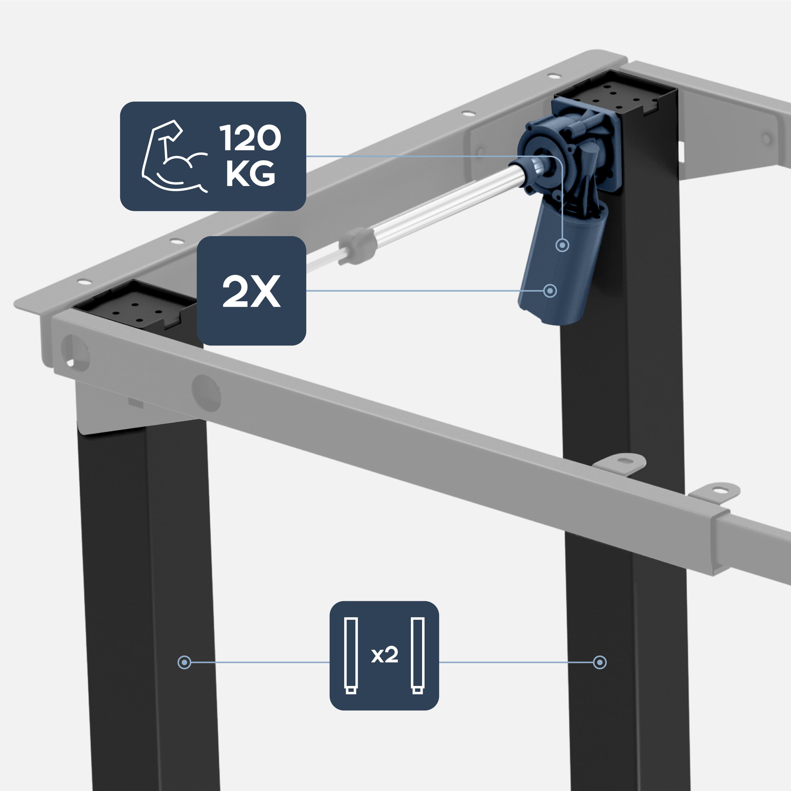 Mark Adler Xeno 5.0 Schwarzer elektrischer Schreibtischrahmen mit zwei Motoren 