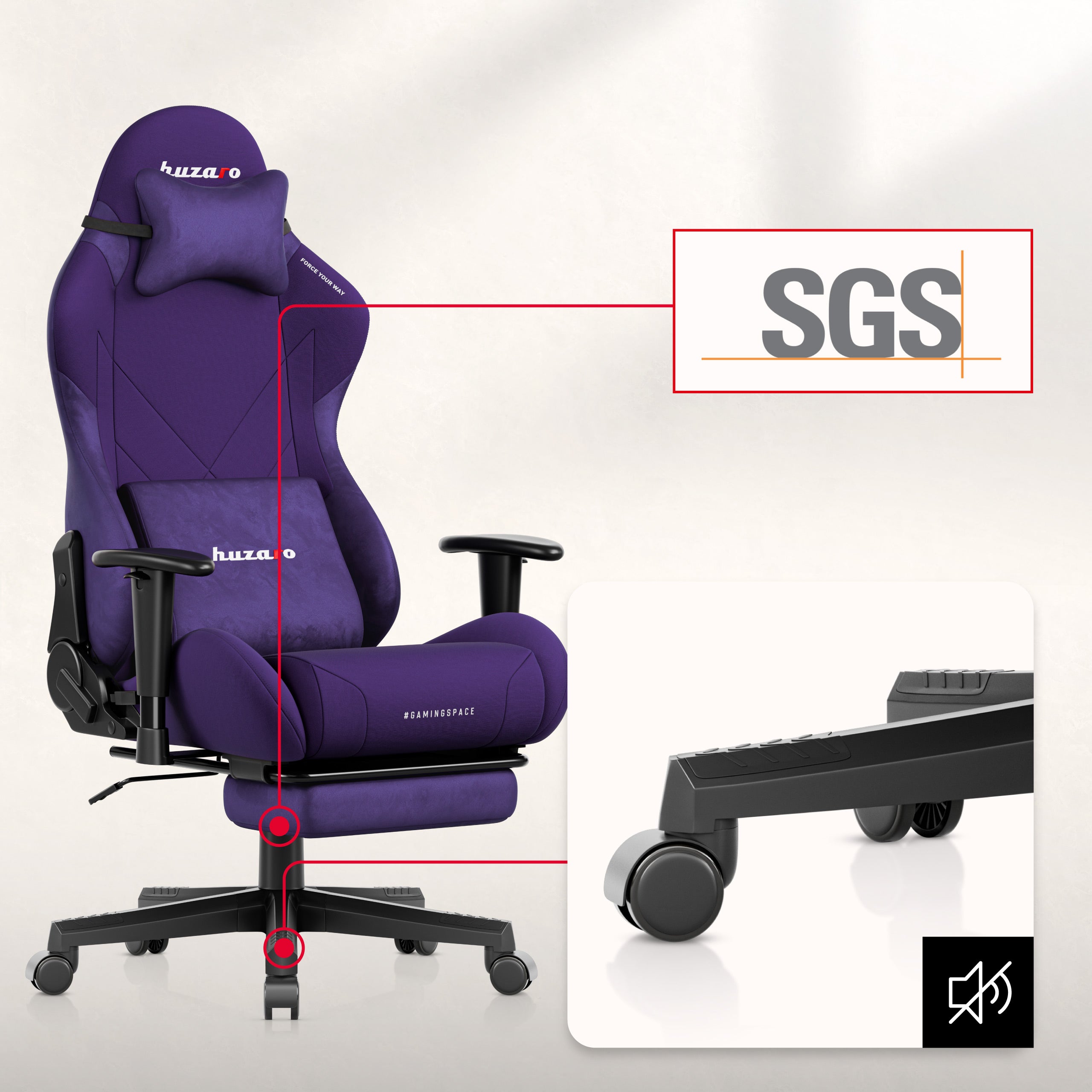 Huzaro Force 5.7 Lila Gaming-Stuhl