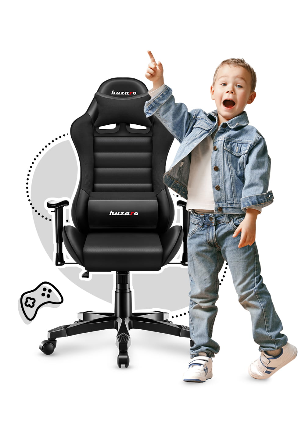 HUZARO RANGER 6.0 Schwarz Gaming-Stuhl für Kinder