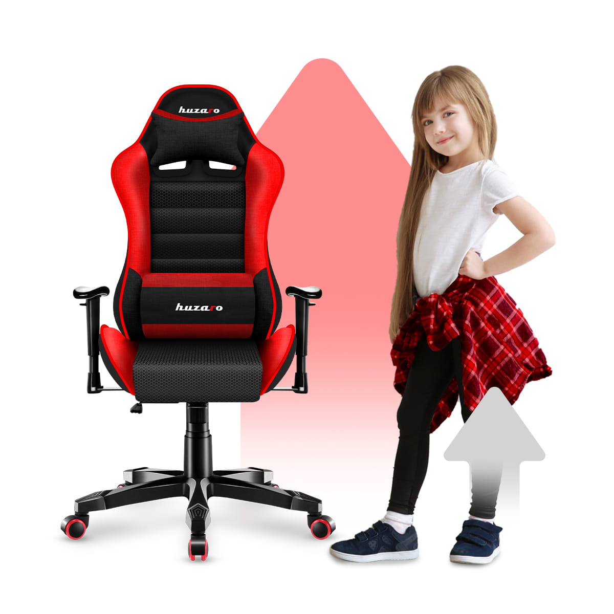 HUZARO RANGER 6.0 Rot Mesh Gaming-Stuhl für Kinder