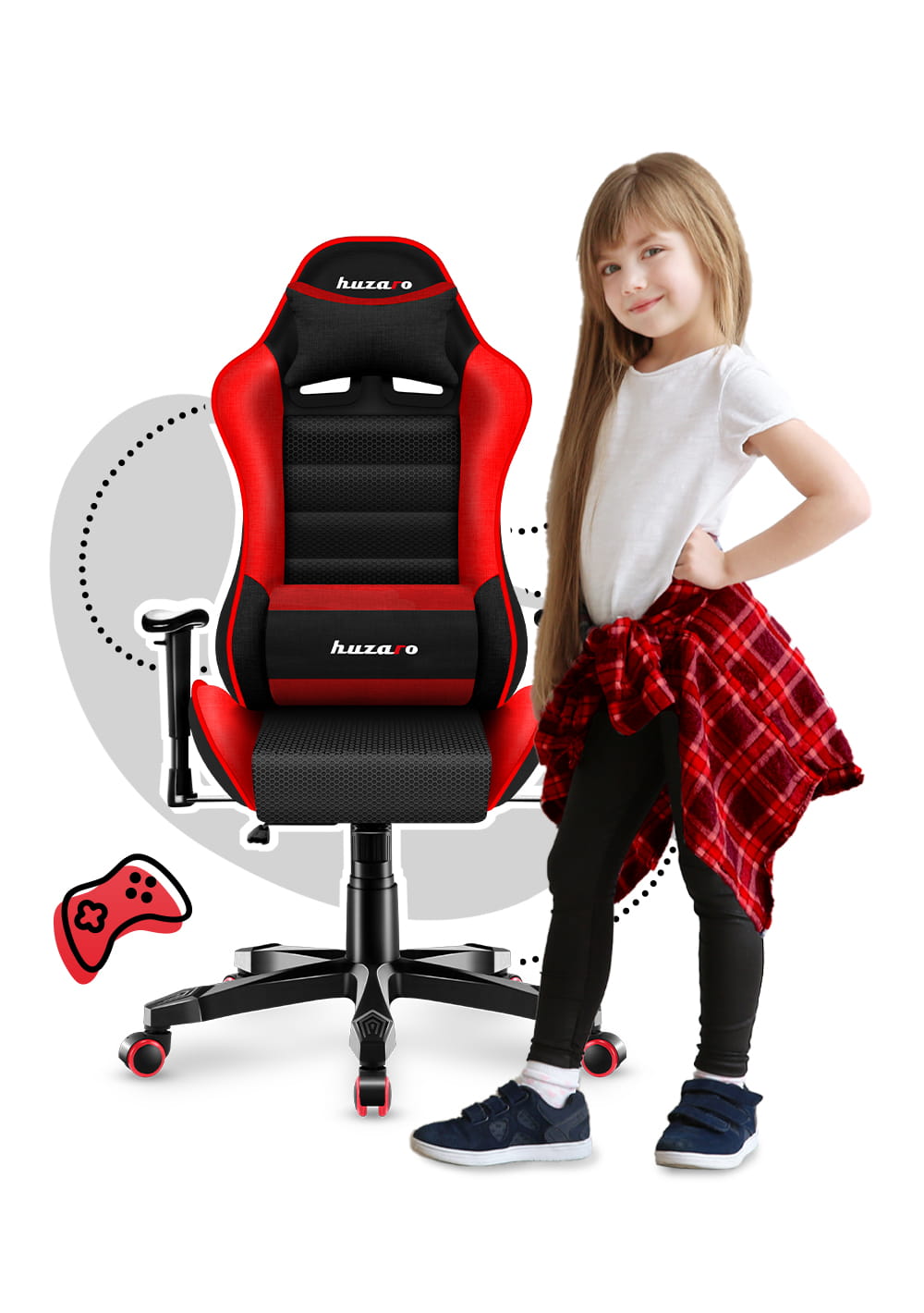HUZARO RANGER 6.0 Rot Mesh Gaming-Stuhl für Kinder