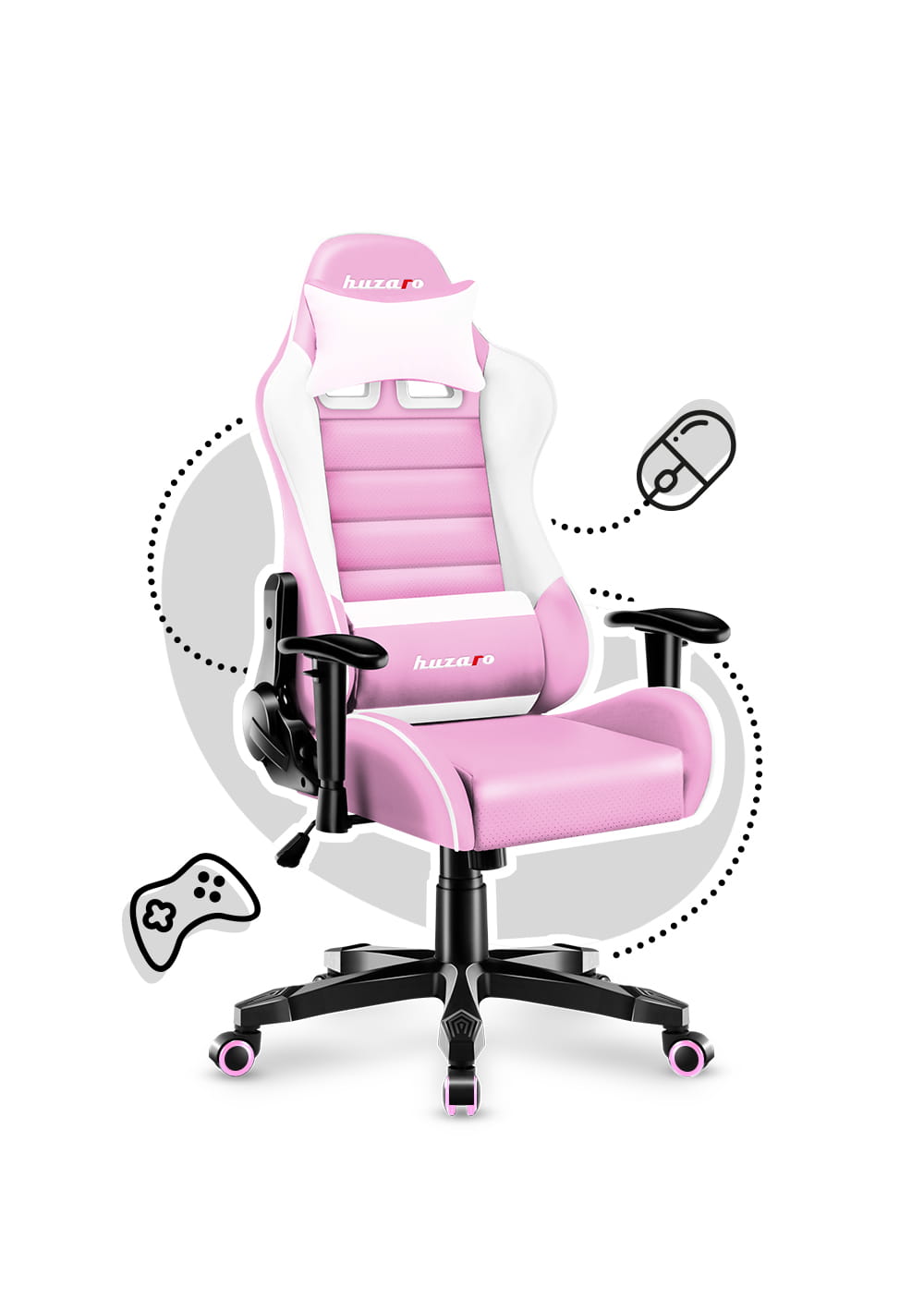 HUZARO RANGER 6.0 Rosa Gaming-Stuhl für Kinder