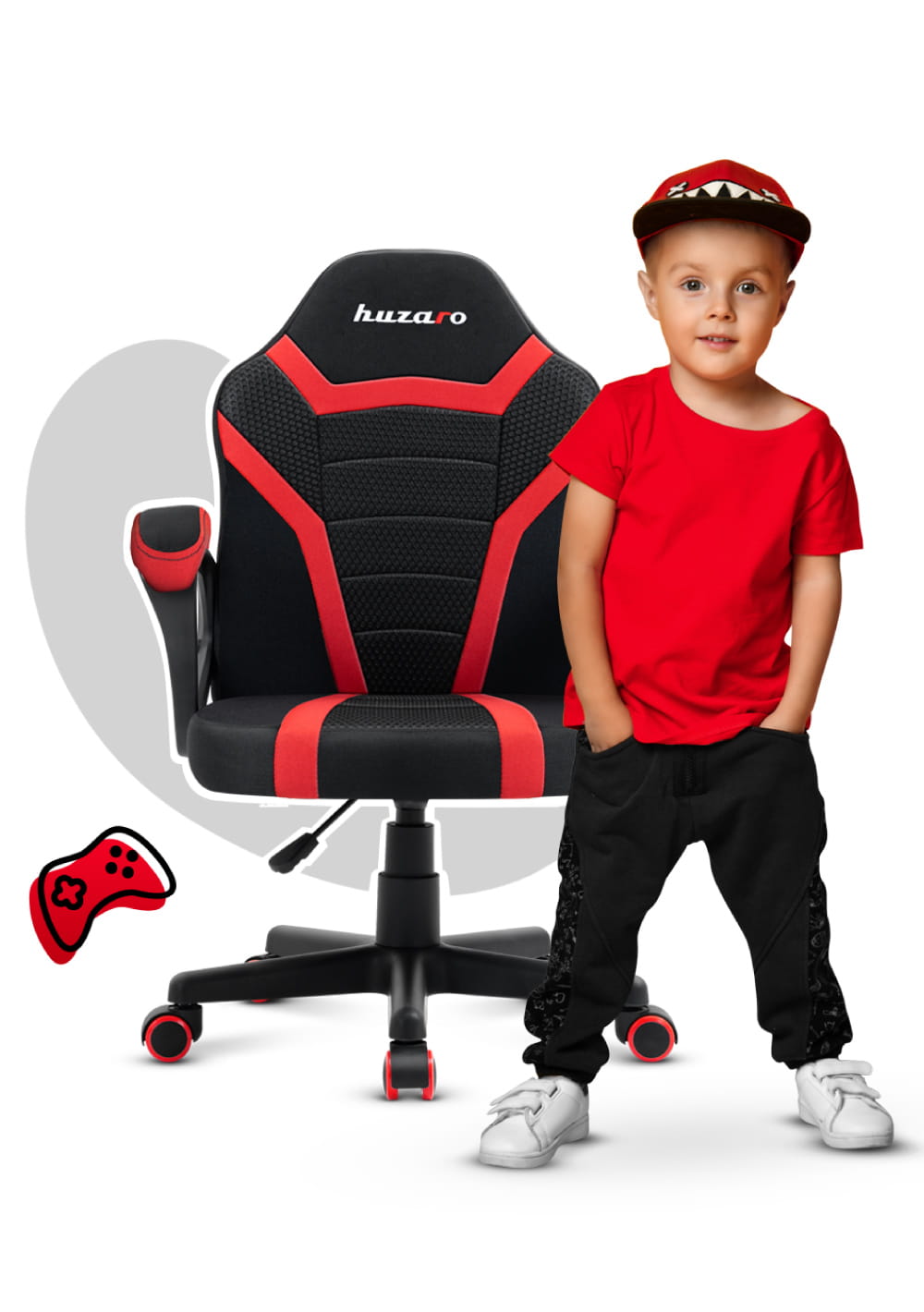 HUZARO RANGER 1.0 Rot Mesh Gaming-Stuhl für Kinder
