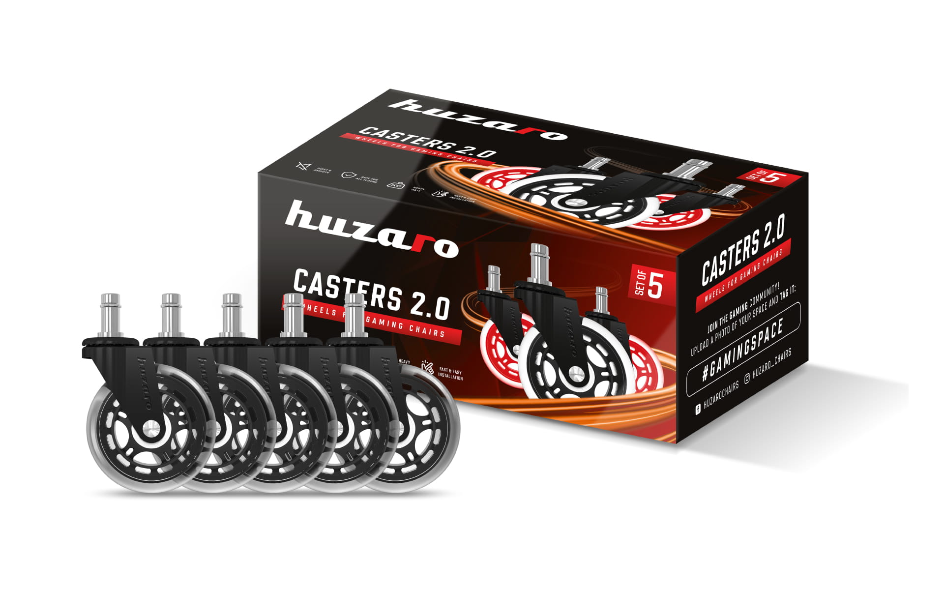 Rollen Sitzrollen Huzaro Casters 2.0 schwarz