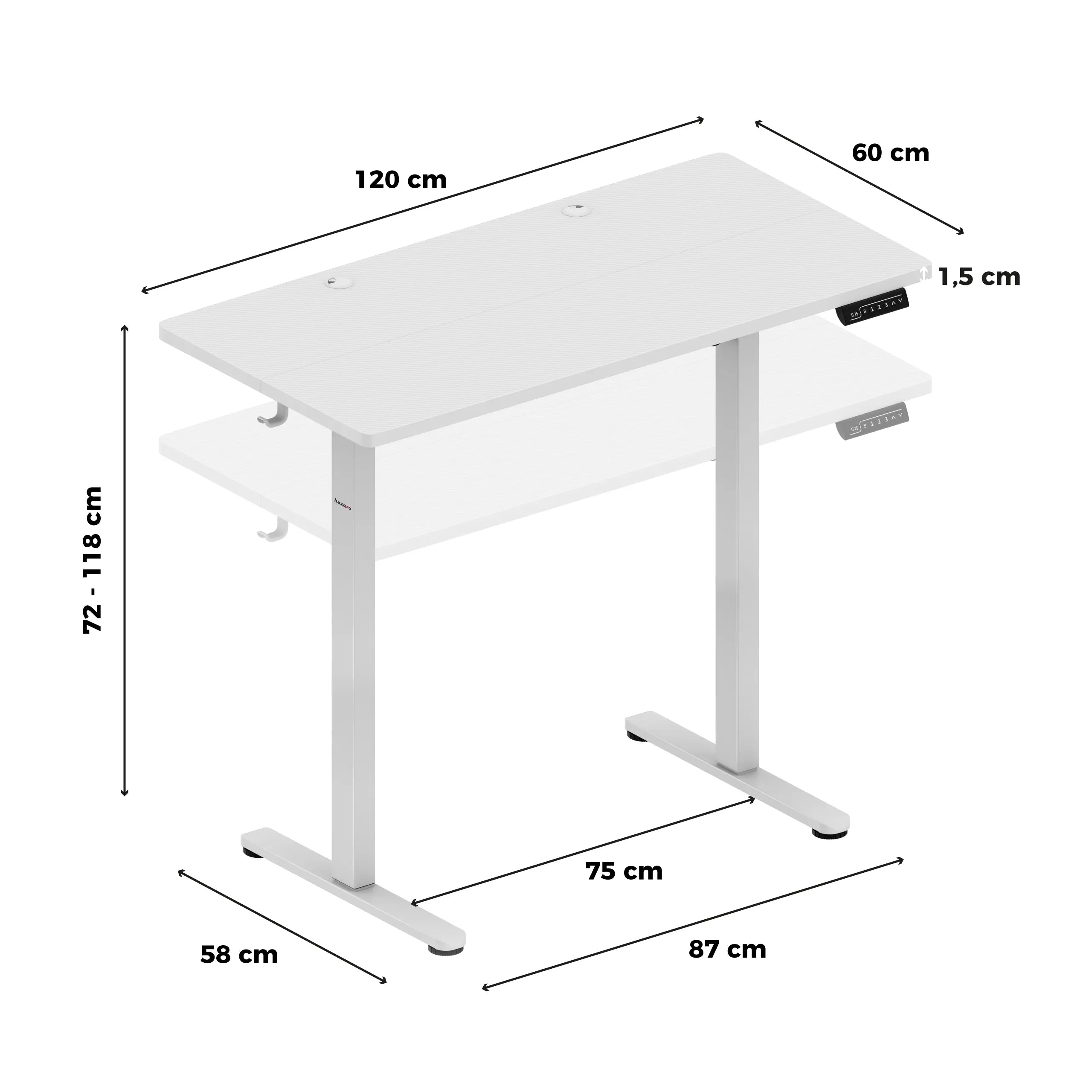 Huzaro Hero 8.1 Höhenverstellbarer Schreibtisch Weiß