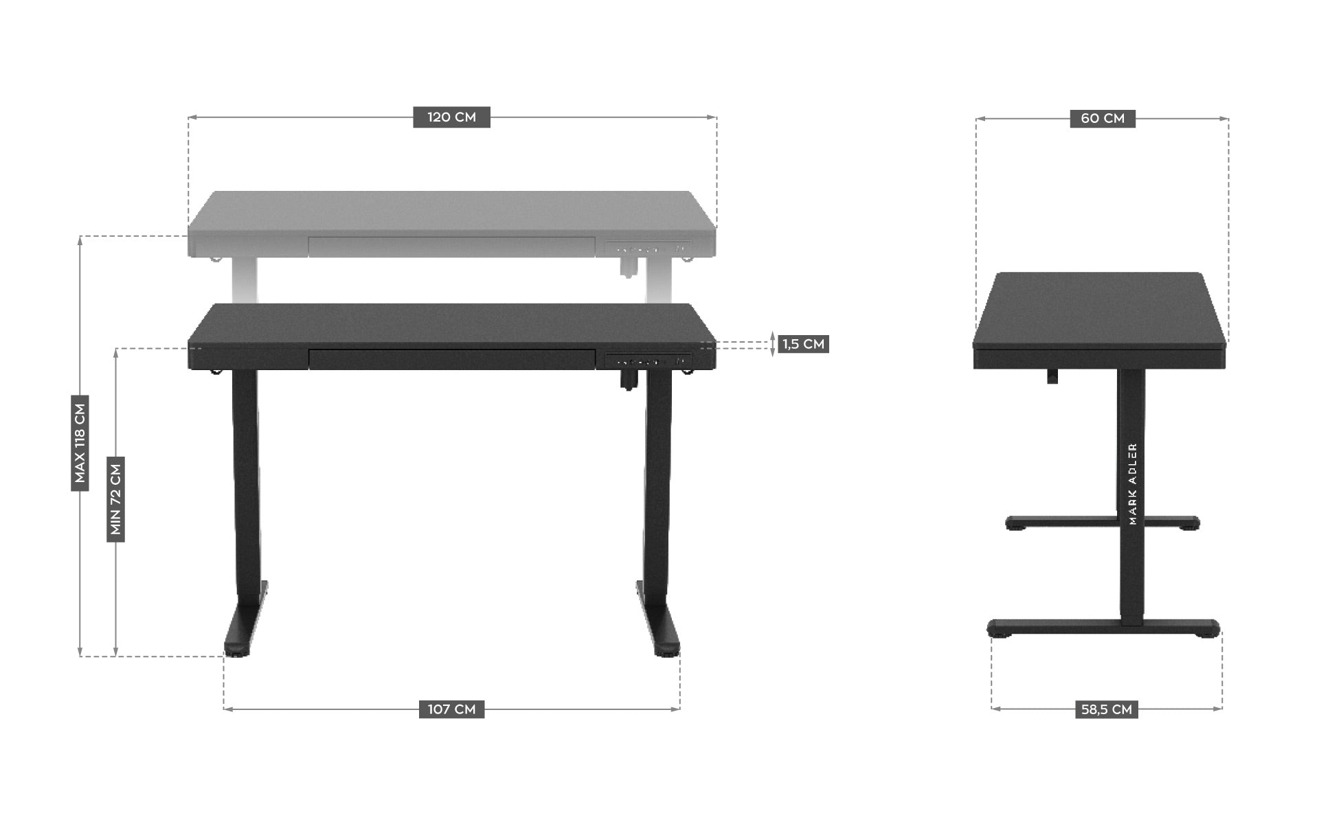 Mark Adler Leader 8.2 elektrischer Schreibtisch Schwarz