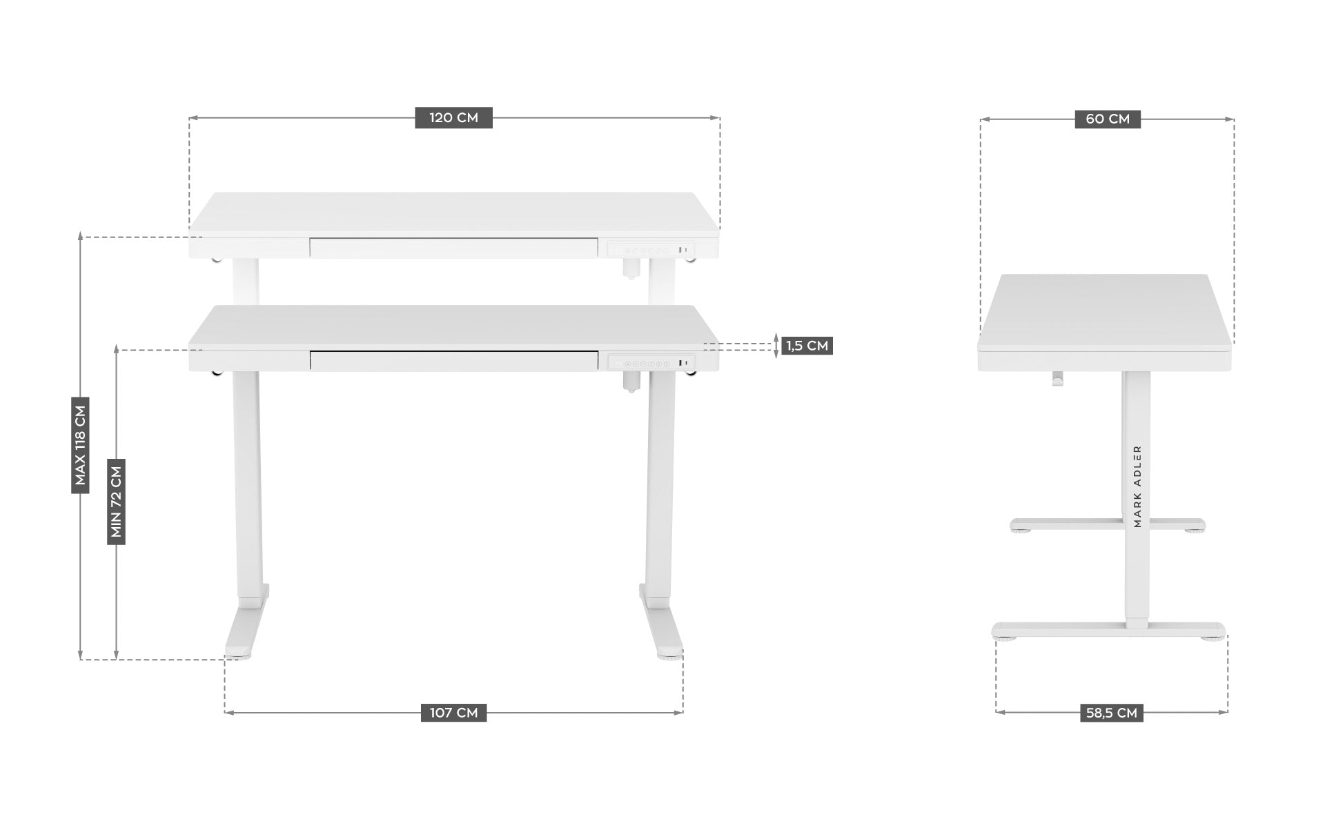 Mark Adler Leader 8.2 Weißer elektrischer Schreibtisch