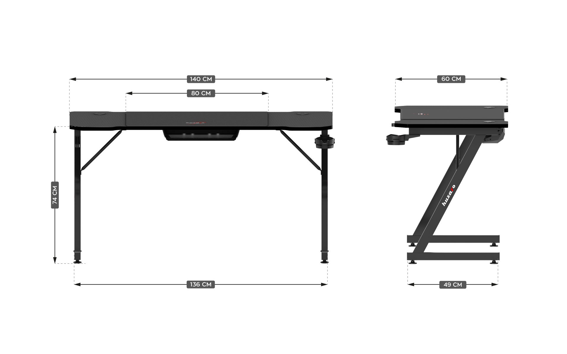 Huzaro Hero 3.3 Schwarzer Gaming-Schreibtisch