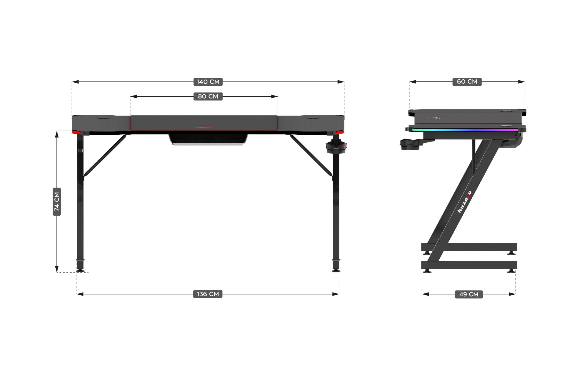 Huzaro Hero 3.3 Gaming-Schreibtisch RGB LED