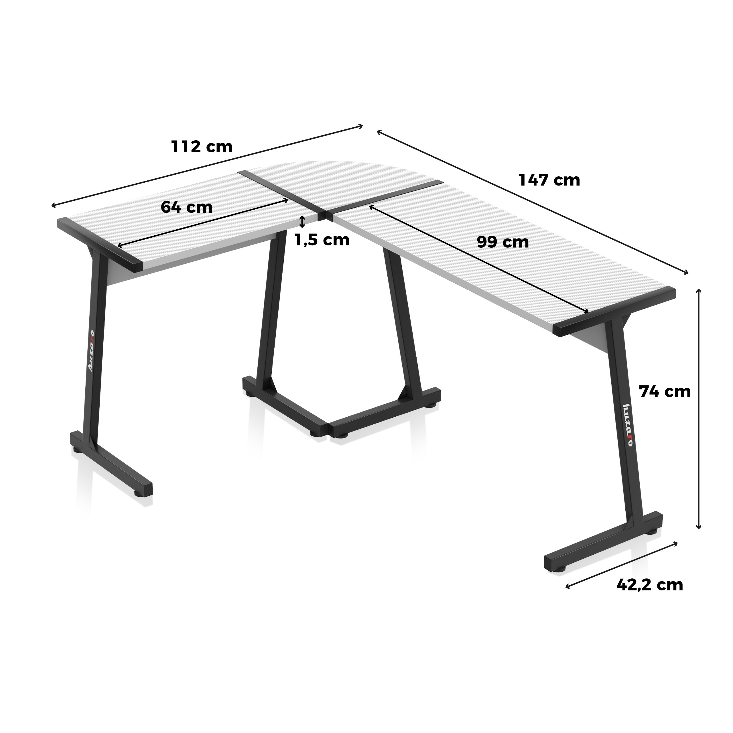 Huzaro Hero 6.0 Eck-Gaming-Schreibtisch weiß