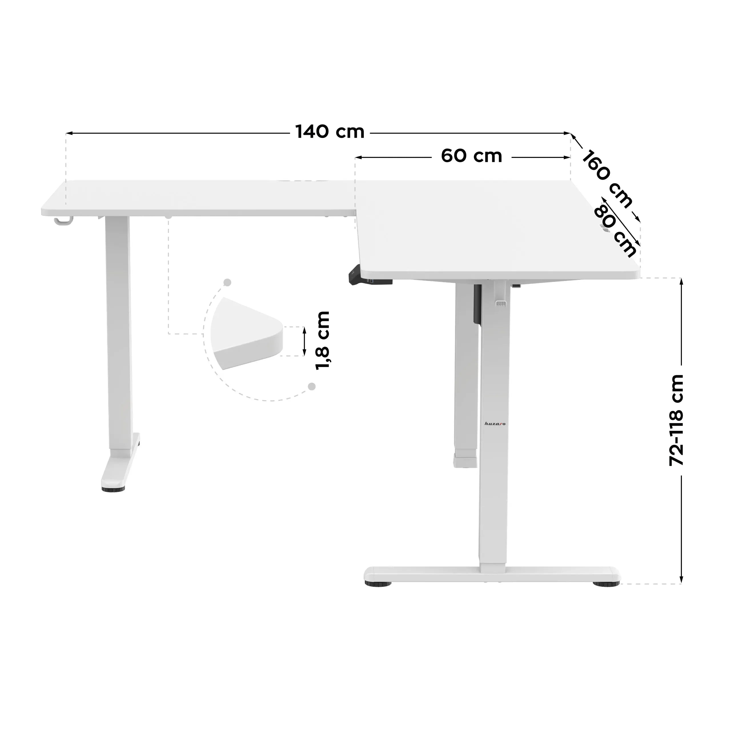 Huzaro Hero 9.5 elektrischer Eckschreibtisch schwarz
