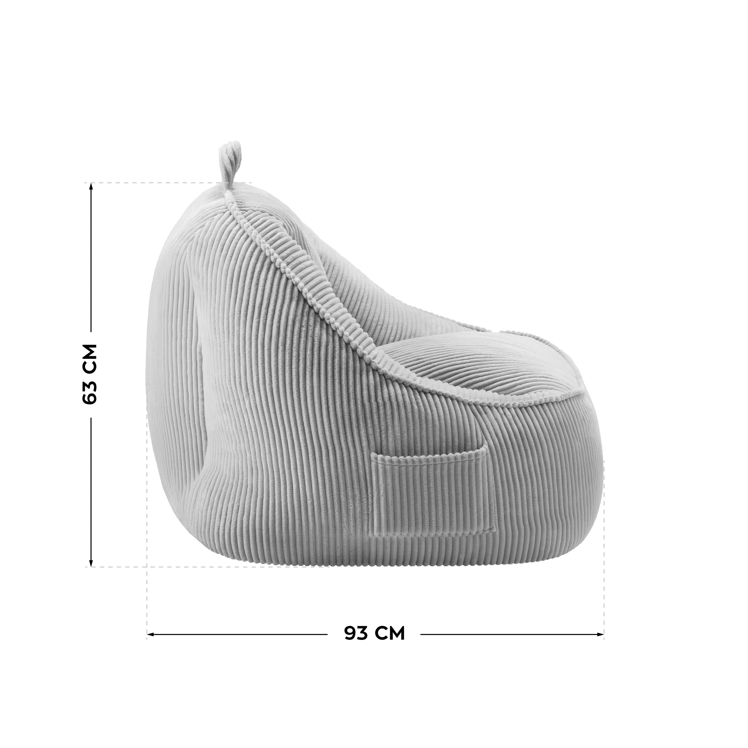 Sitzsack-Sessel mit Rückenlehne Cord Mark Adler Comfy 4.0 Grau