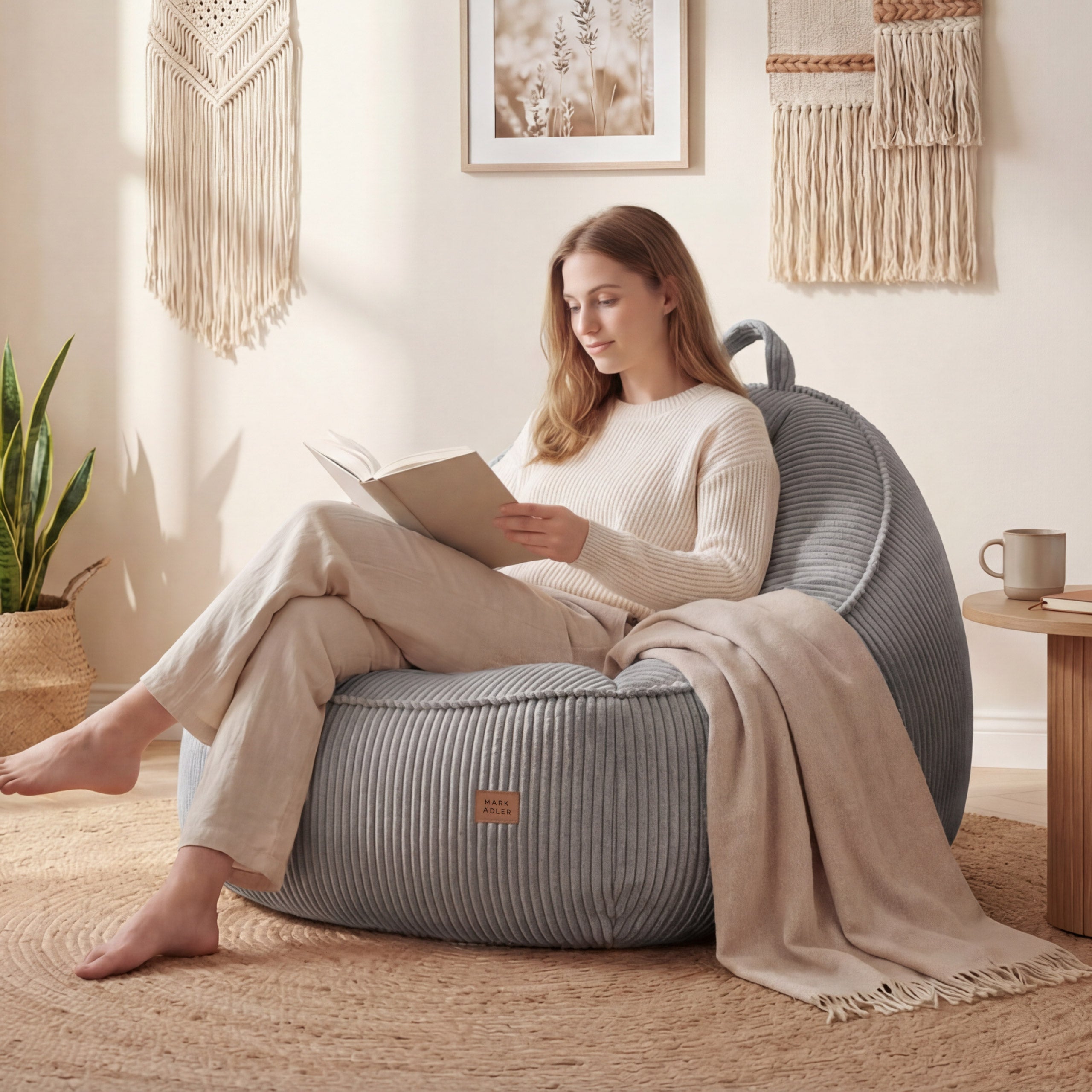 Sitzsack-Sessel mit Rückenlehne Cord Mark Adler Comfy 4.0 Grau