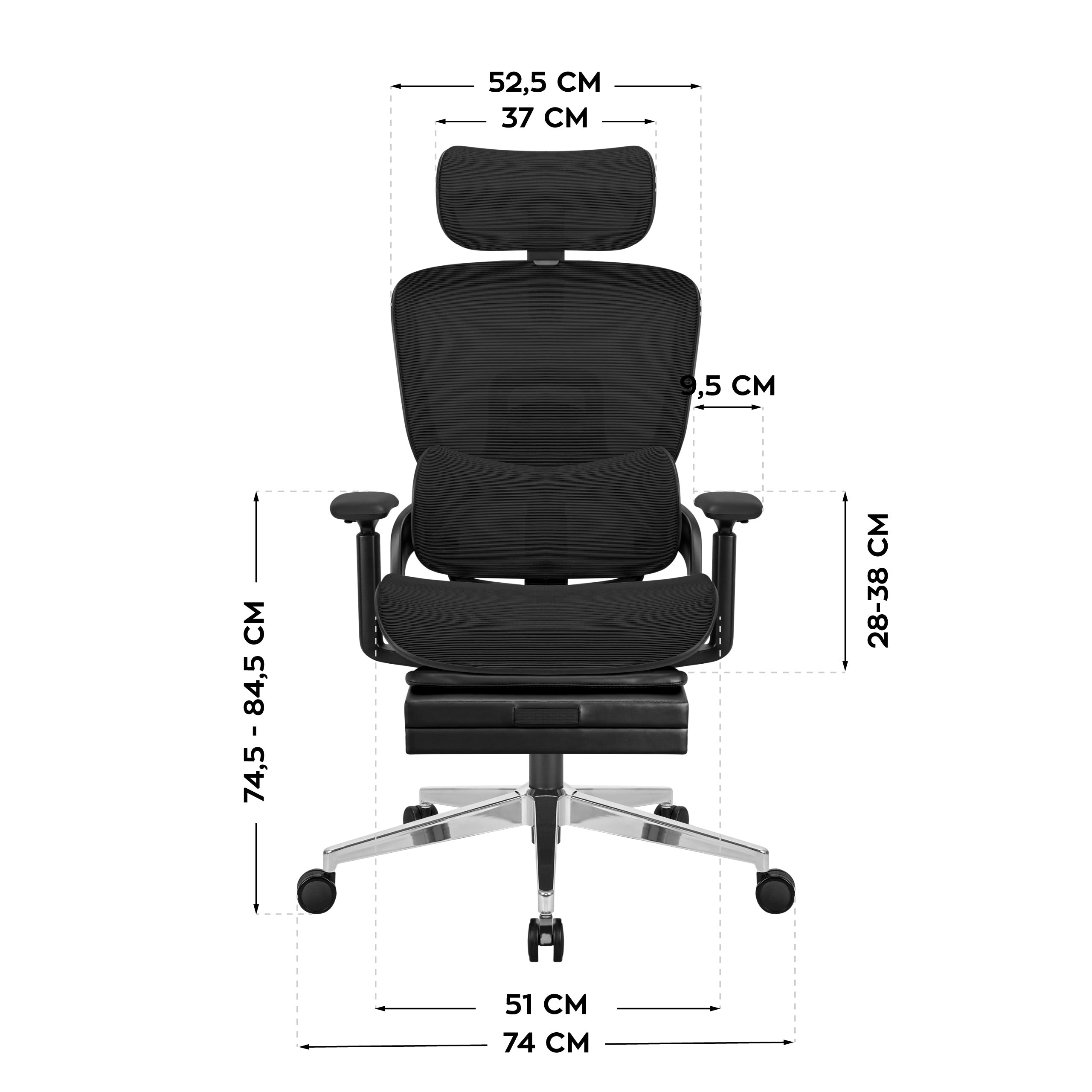 Ergonomischer Bürostuhl mit Fußstütze Mark Adler Expert 9.3 Schwarz