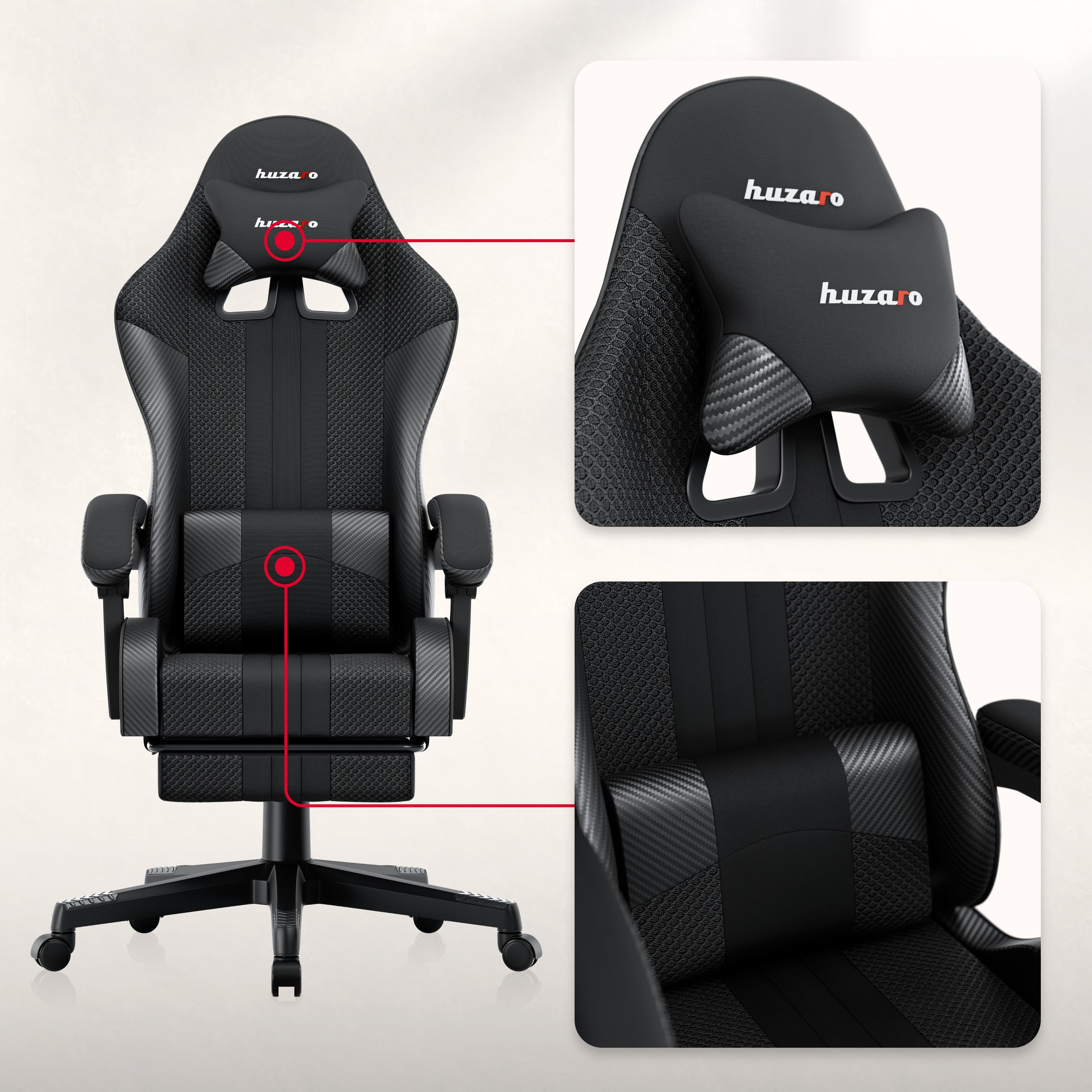 HUZARO Force 4.7 Carbon Mesh Gaming-Stuhl