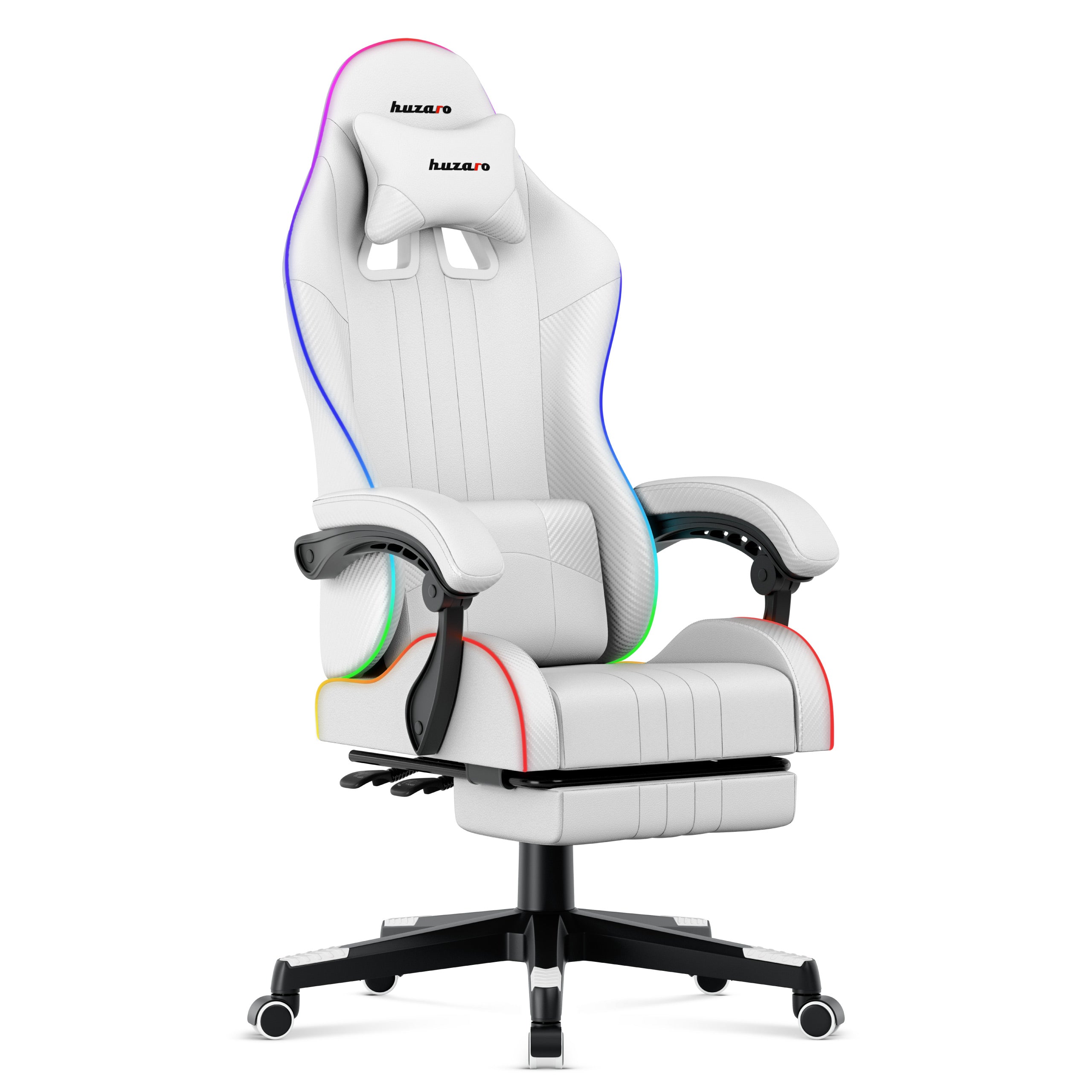 HUZARO Force 4.7 Weißer RGB-Gaming-Stuhl 