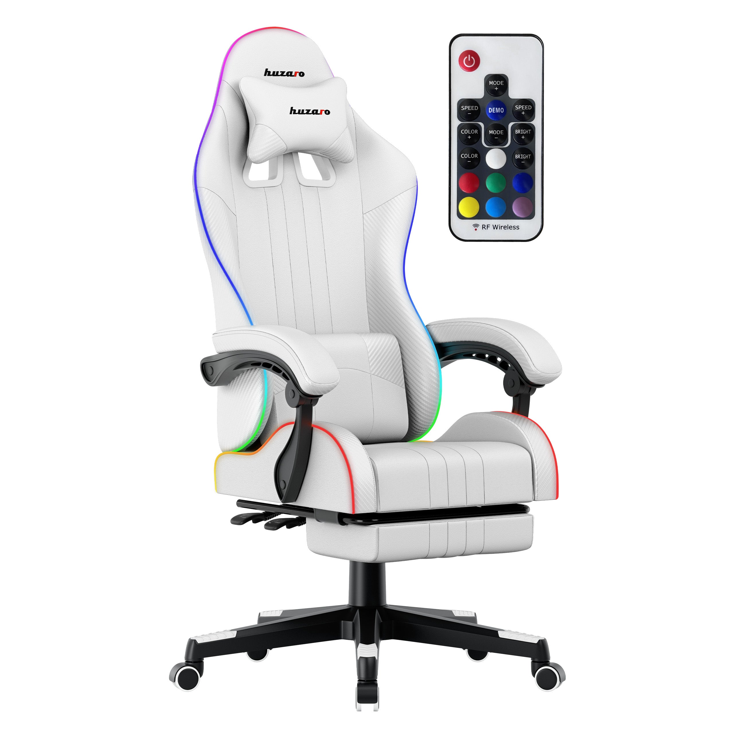 HUZARO Force 4.7 Weißer RGB-Gaming-Stuhl 