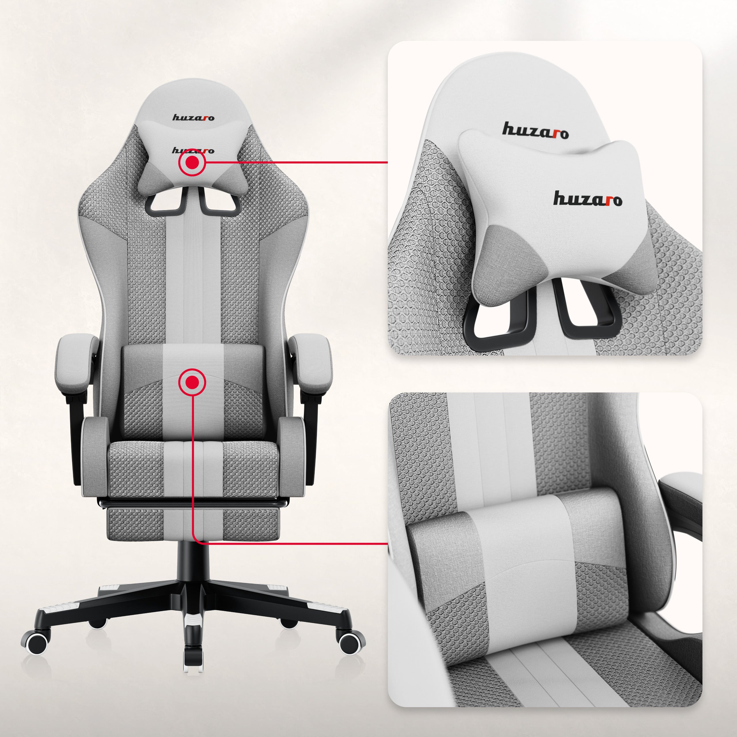 HUZARO Force 4.7 Weiß Mesh Gaming-Stuhl