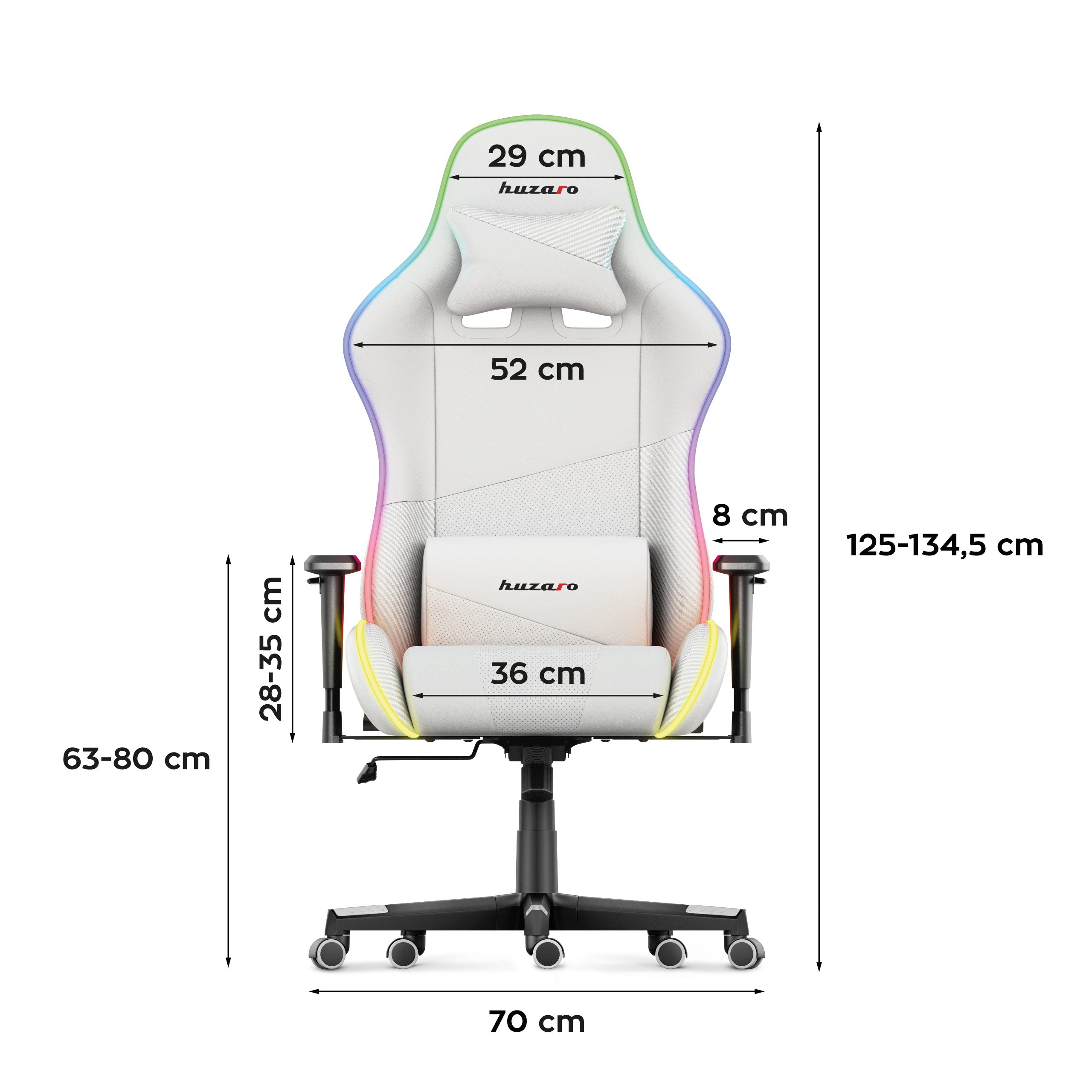 HUZARO FORCE 6.2 Weiß RGB LED Gaming-Stuhl