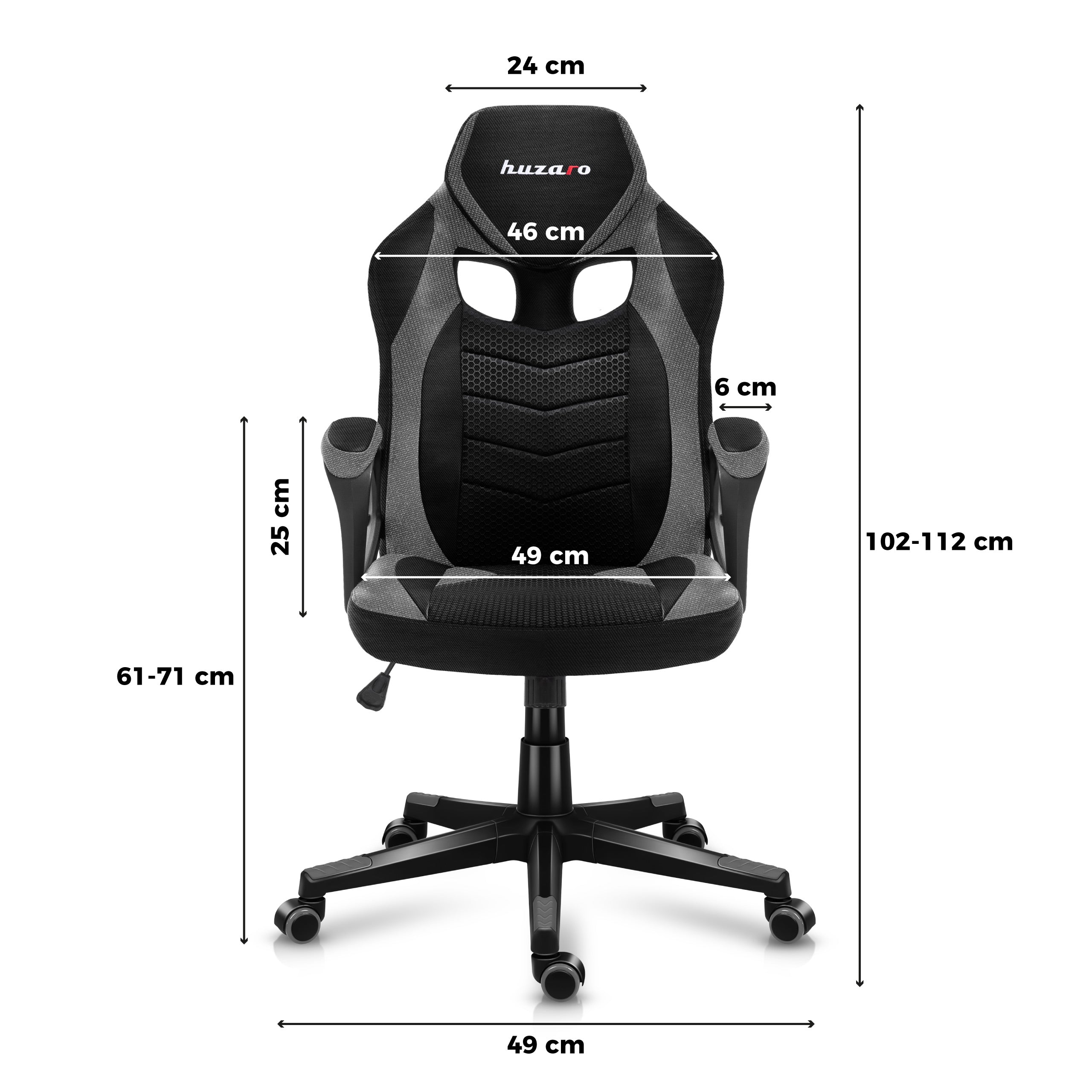 HUZARO FORCE 2.5 Grau Mesh Gaming-Stuhl