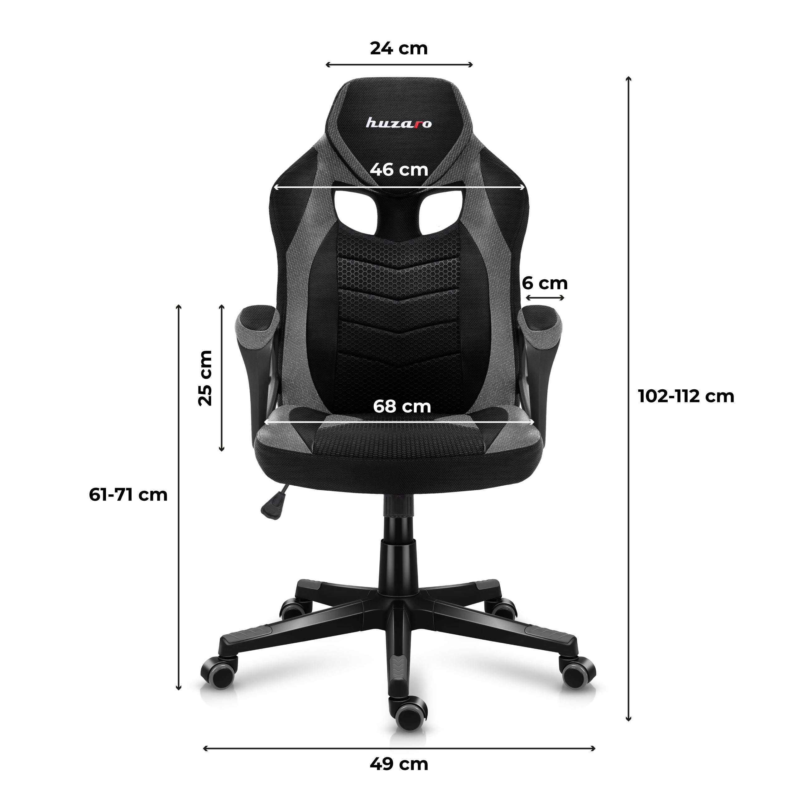 HUZARO FORCE 2.5 Grau Mesh Gaming-Stuhl