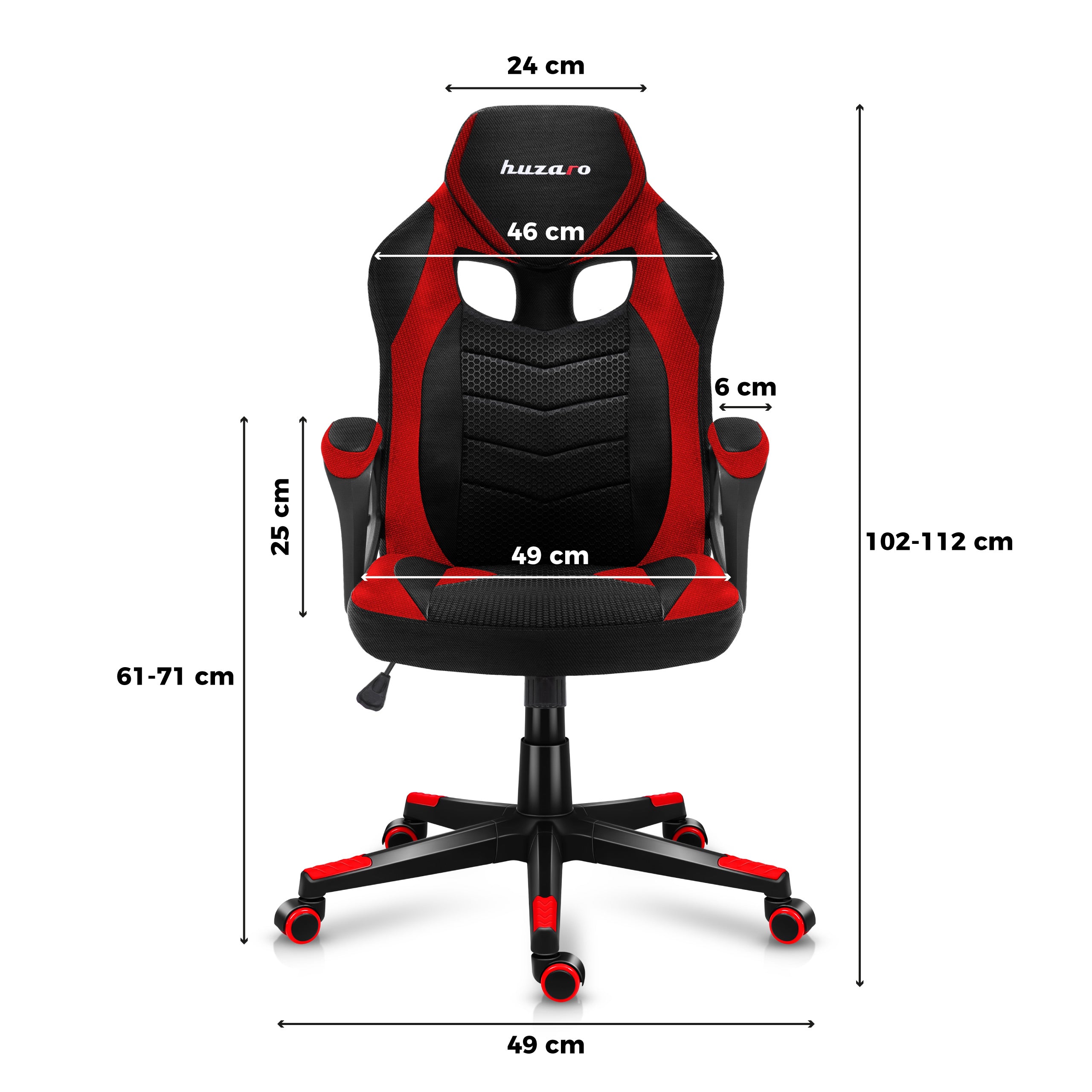 HUZARO FORCE 2.5 Rot Mesh Gaming-Stuhl