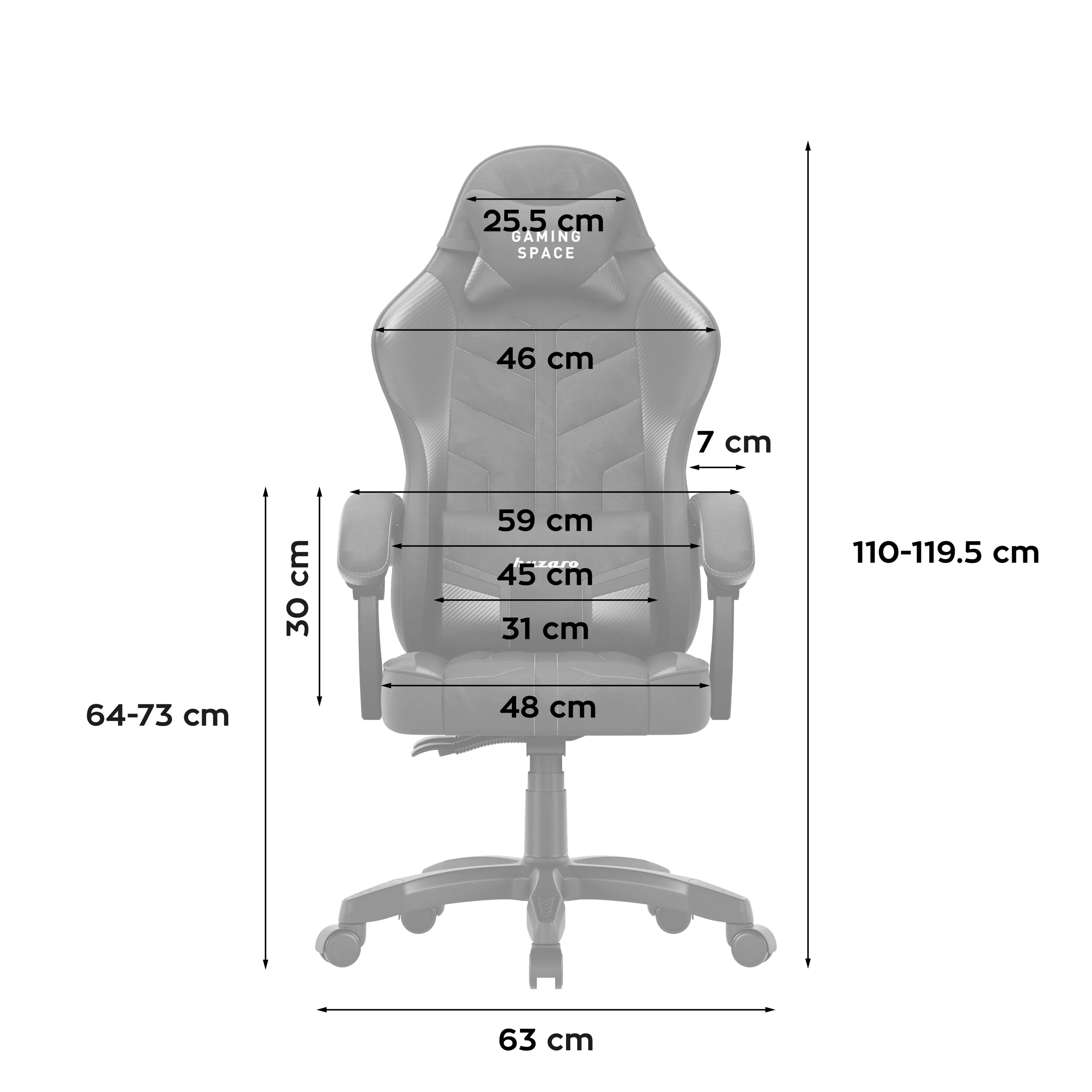Huzaro Force 2.7 Gaming-Stuhl aus schwarzem Carbon-Samt 