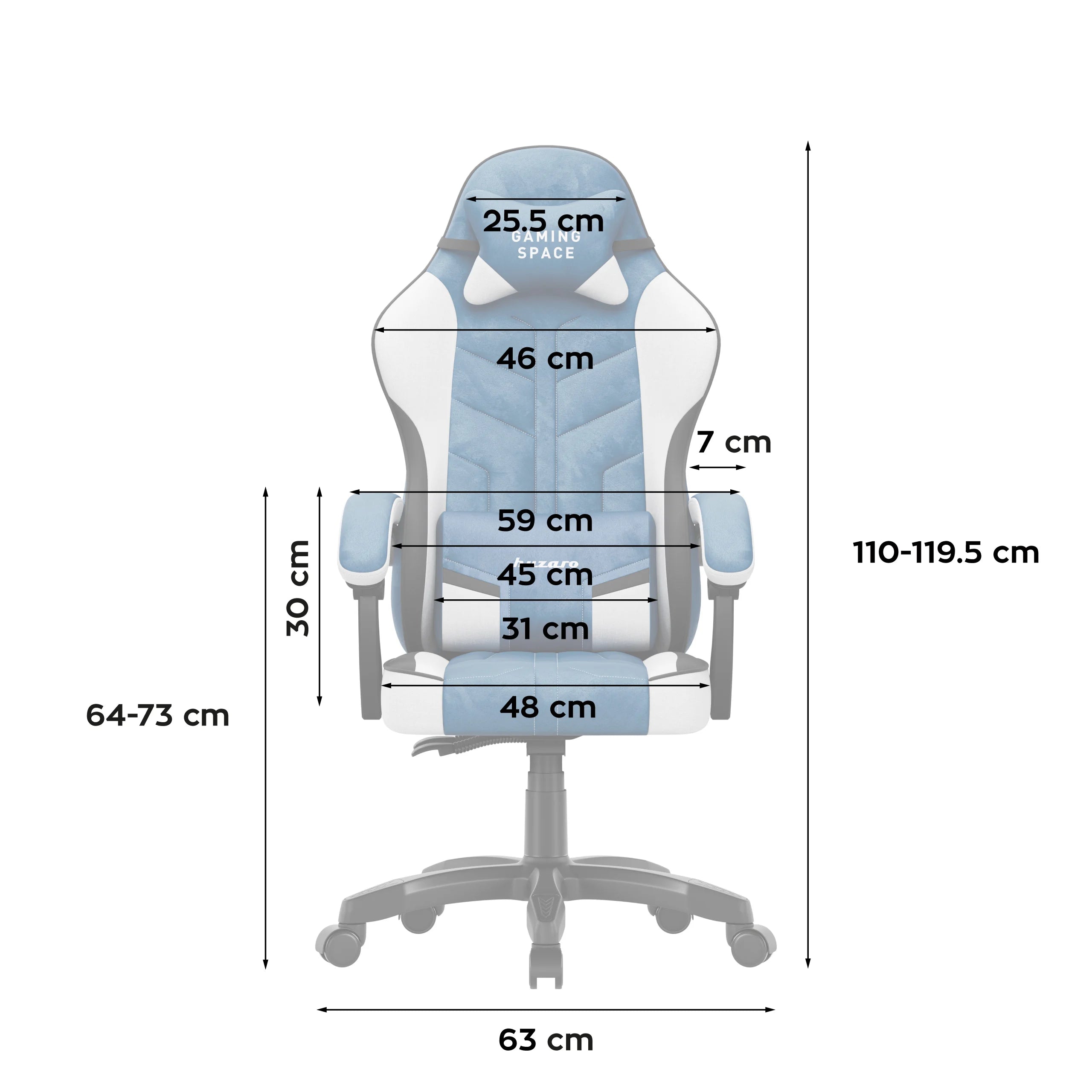 Huzaro Force 2.7 Gaming-Stuhl aus blauem Samt 