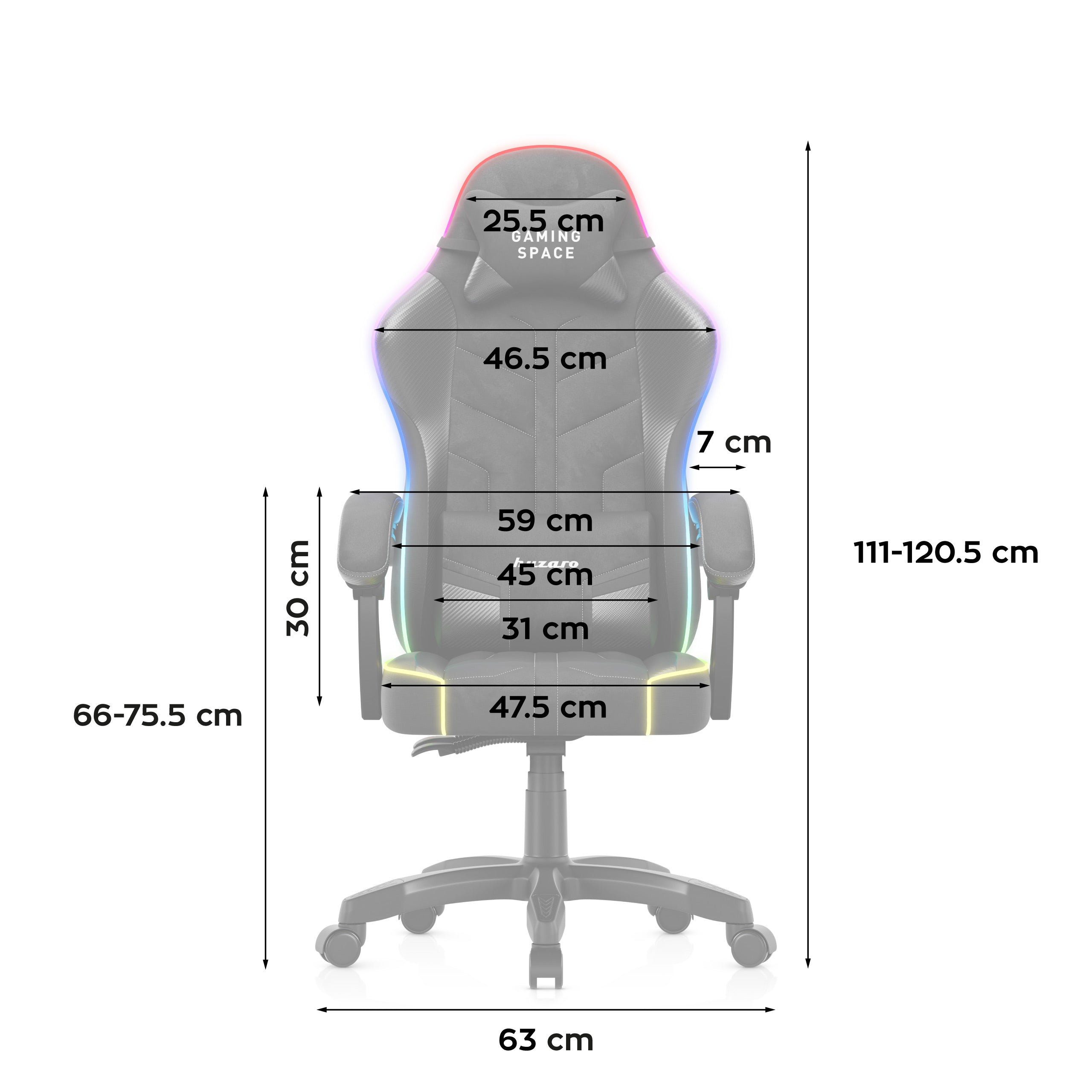 Huzaro Force 2.7 RGB Gaming-Stuhl aus schwarzem Samt 