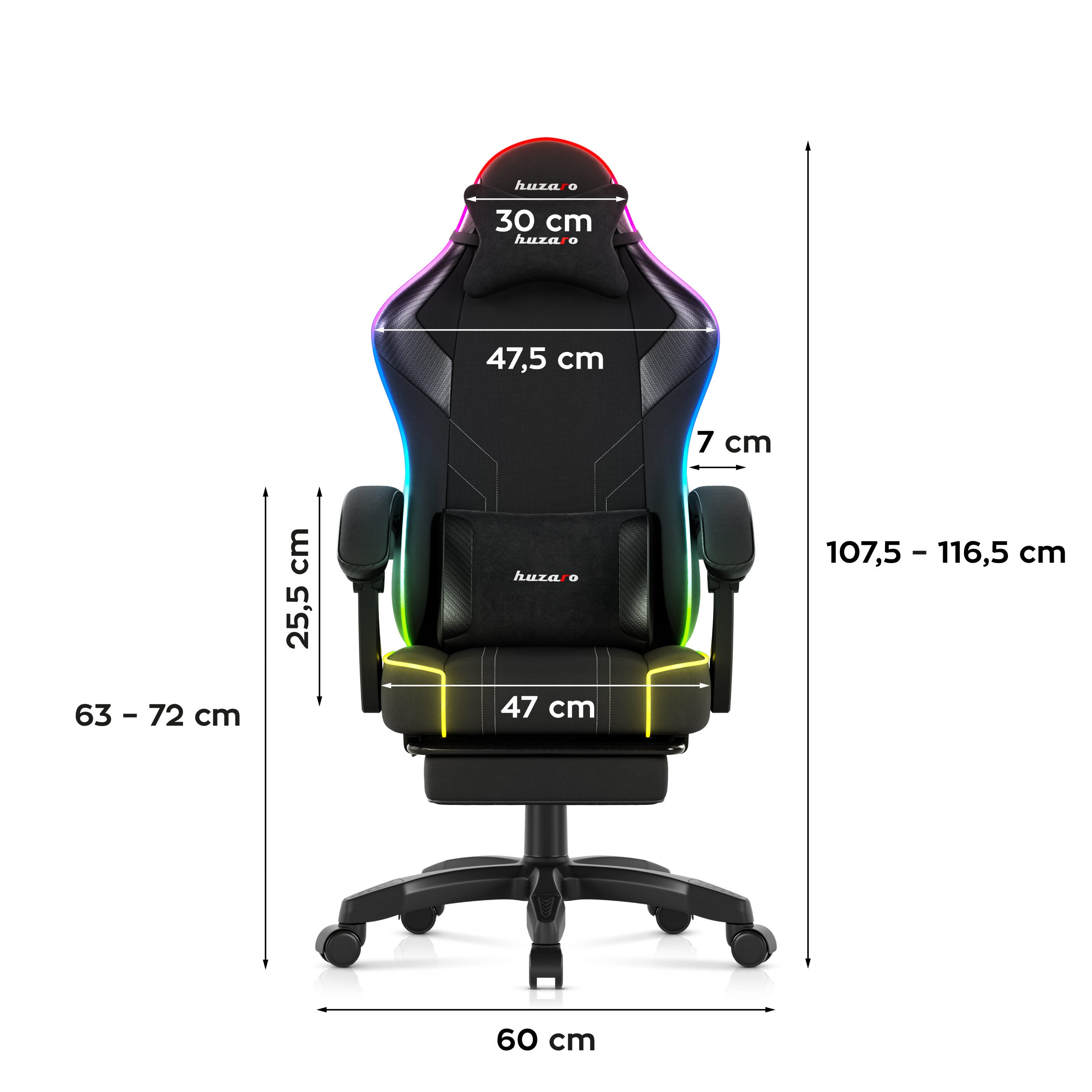 Huzaro Force 3.7 RGB LED Black Gaming-Stuhl