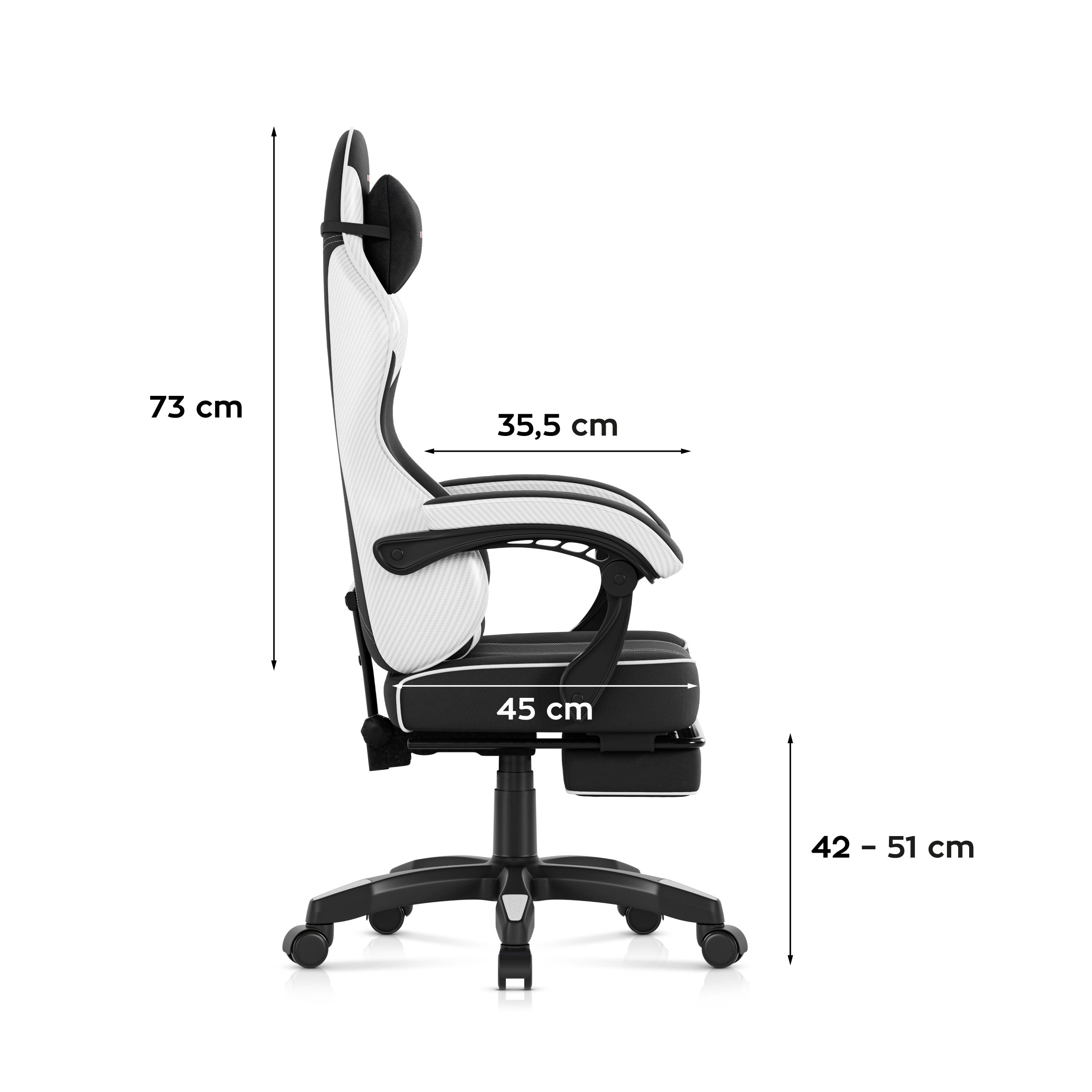 Huzaro Force 3.7 Weißer Carbon-Gaming-Stuhl