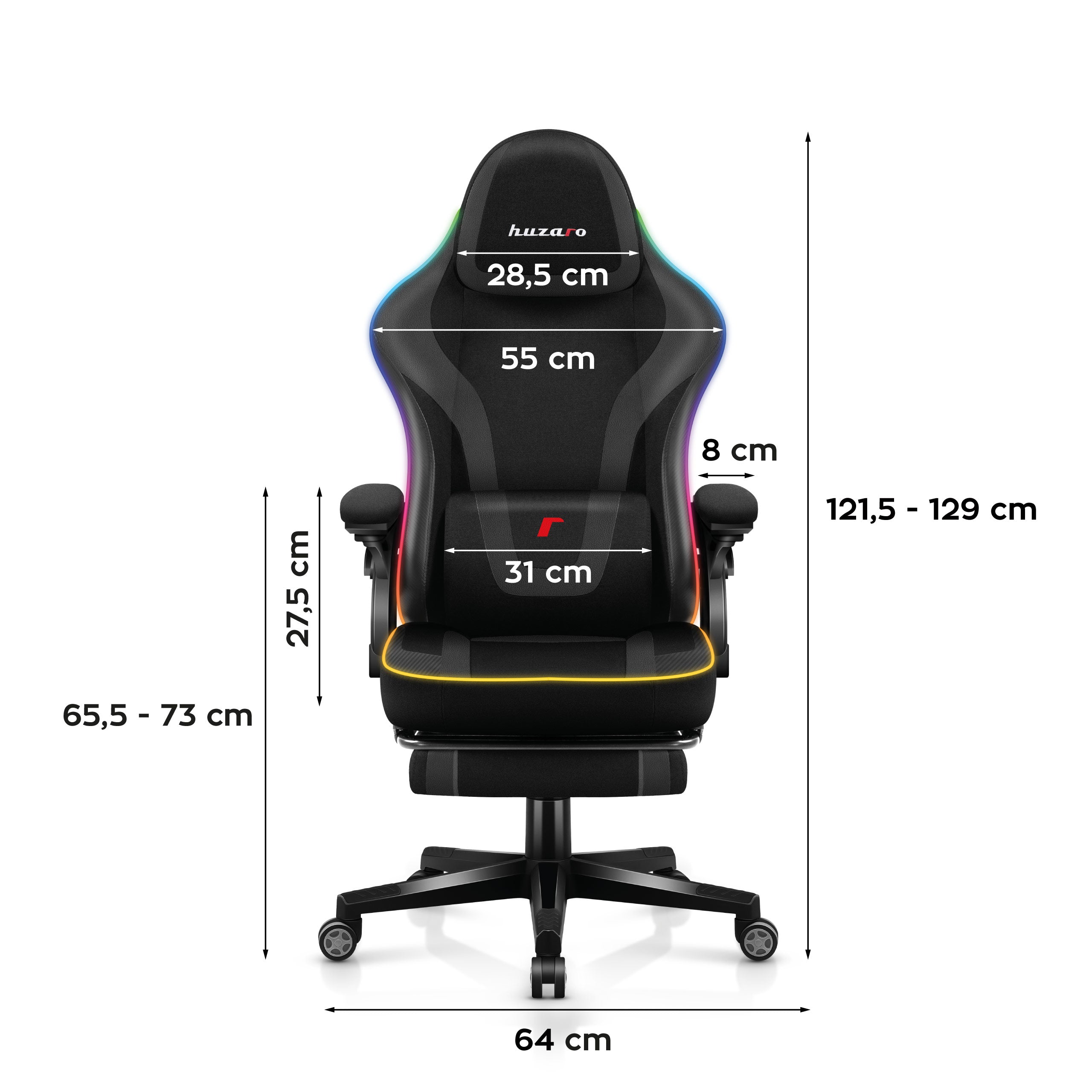 Huzaro Force 4.6 Schwarz Mesh RGB LED Smart Gaming-Stuhl