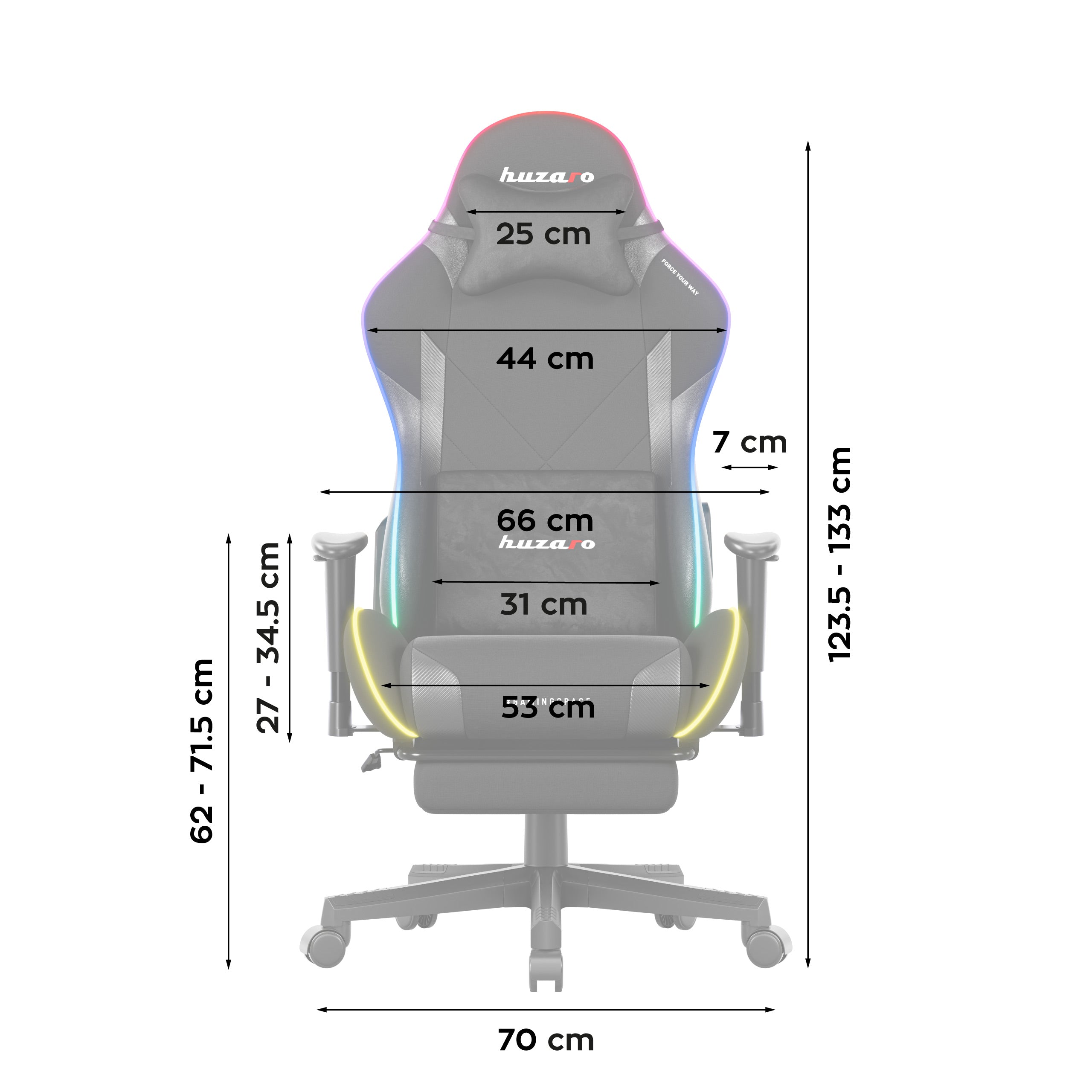 Huzaro Force 5.7 Schwarzer RGB-LED Gaming-Stuhl