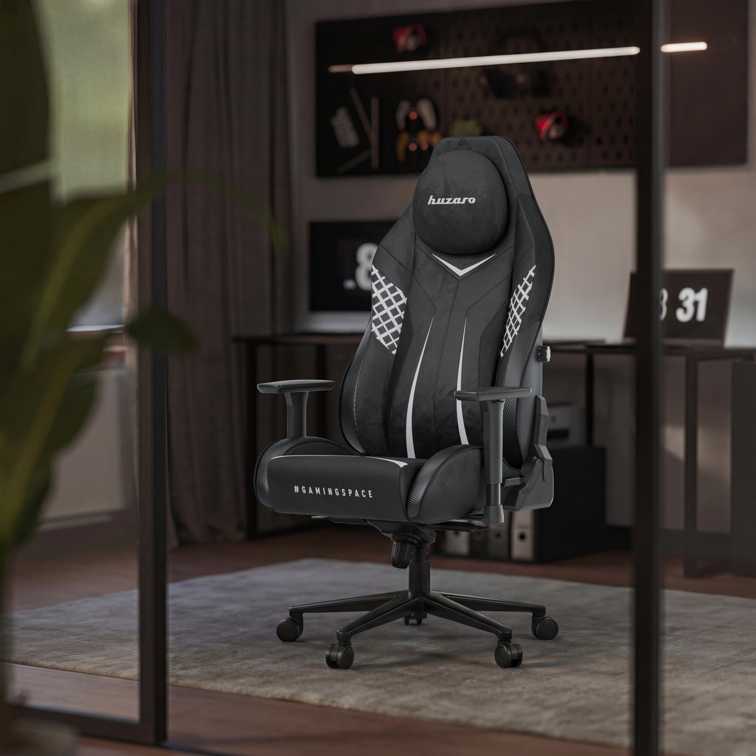 Fotel gamingowy zamszowy Huzaro Force 8.3 Carbon Black