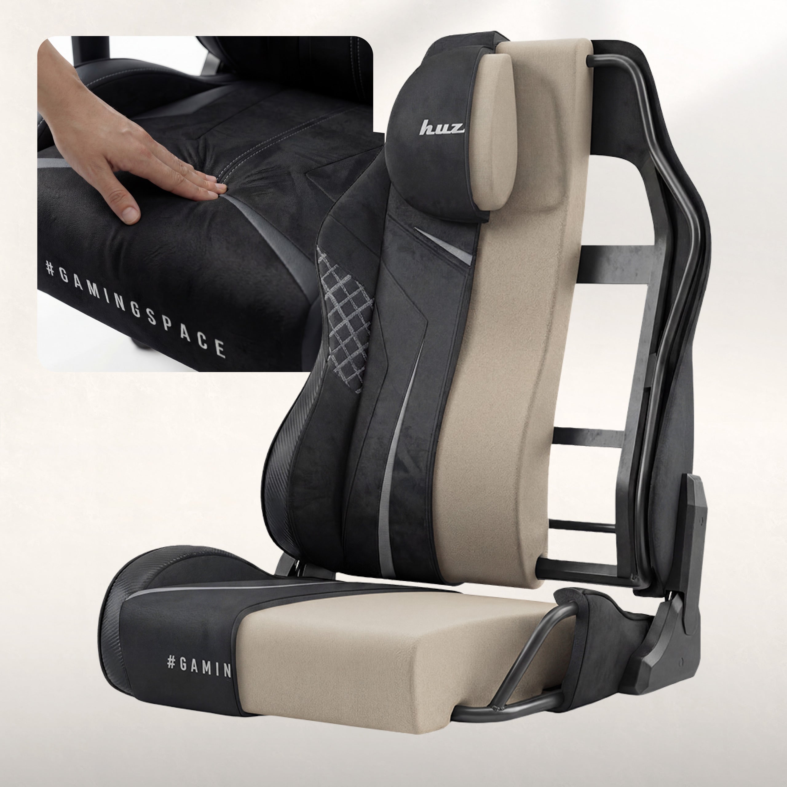 Fotel gamingowy zamszowy Huzaro Force 8.3 Carbon Black