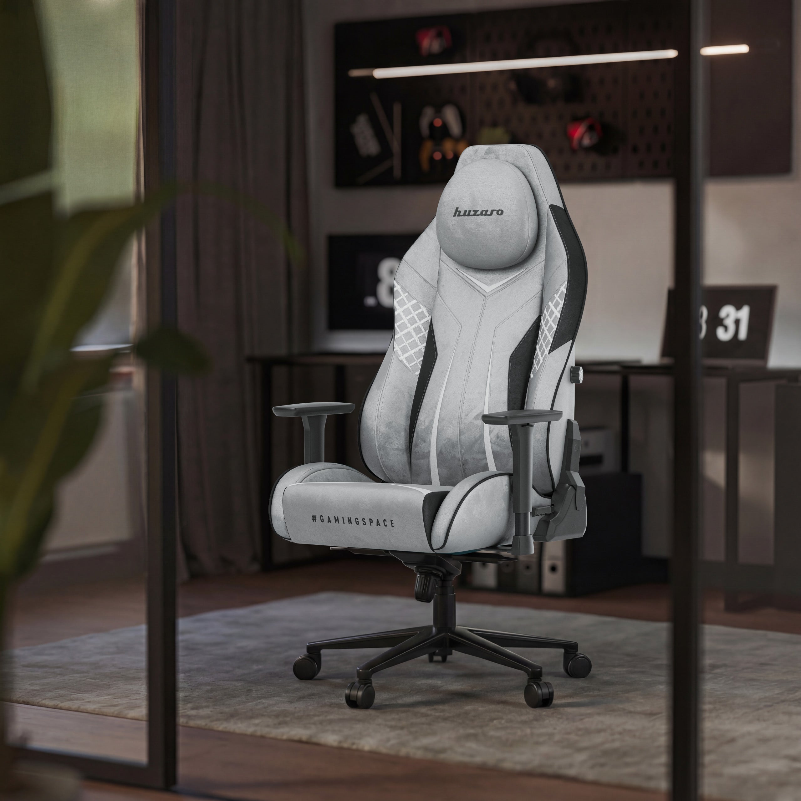 Fotel gamingowy zamszowy Huzaro Force 8.3 Grey