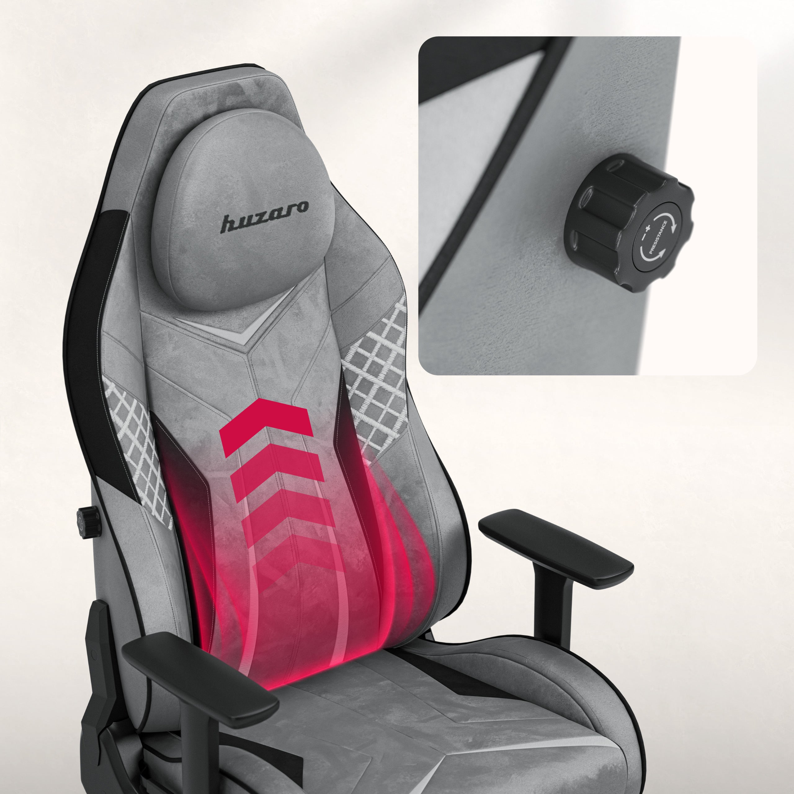 Fotel gamingowy zamszowy Huzaro Force 8.3 Grey