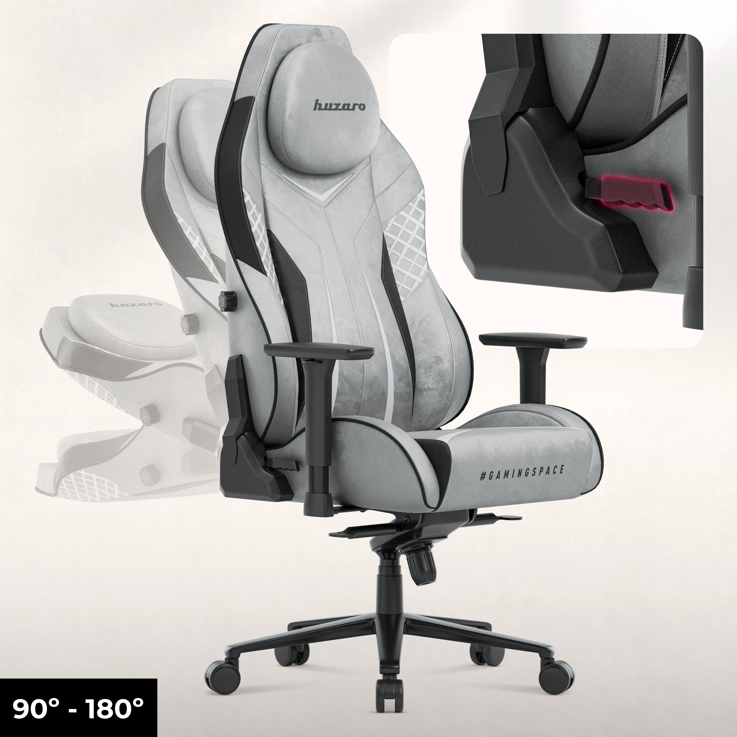 Fotel gamingowy zamszowy Huzaro Force 8.3 Grey