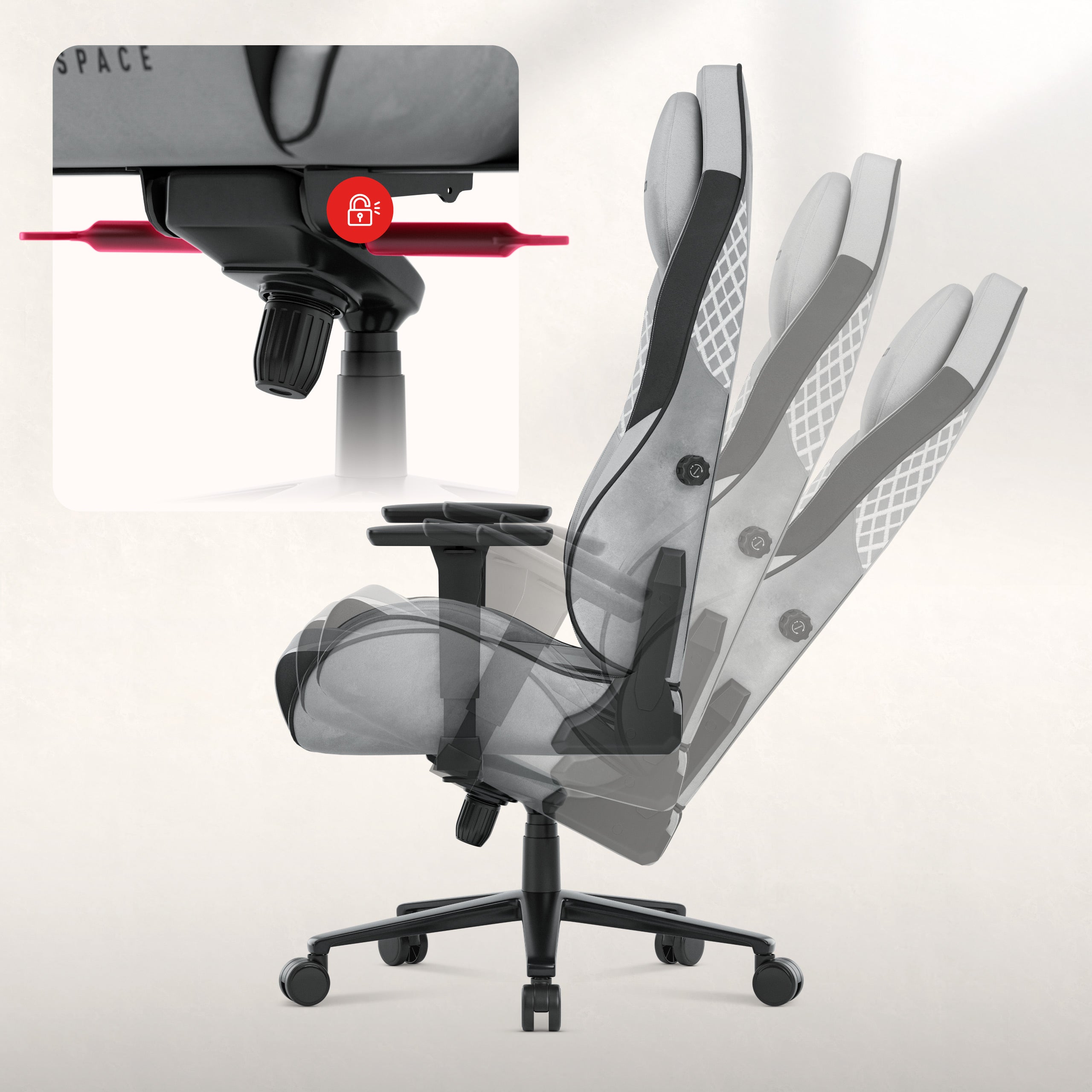 Fotel gamingowy zamszowy Huzaro Force 8.3 Grey