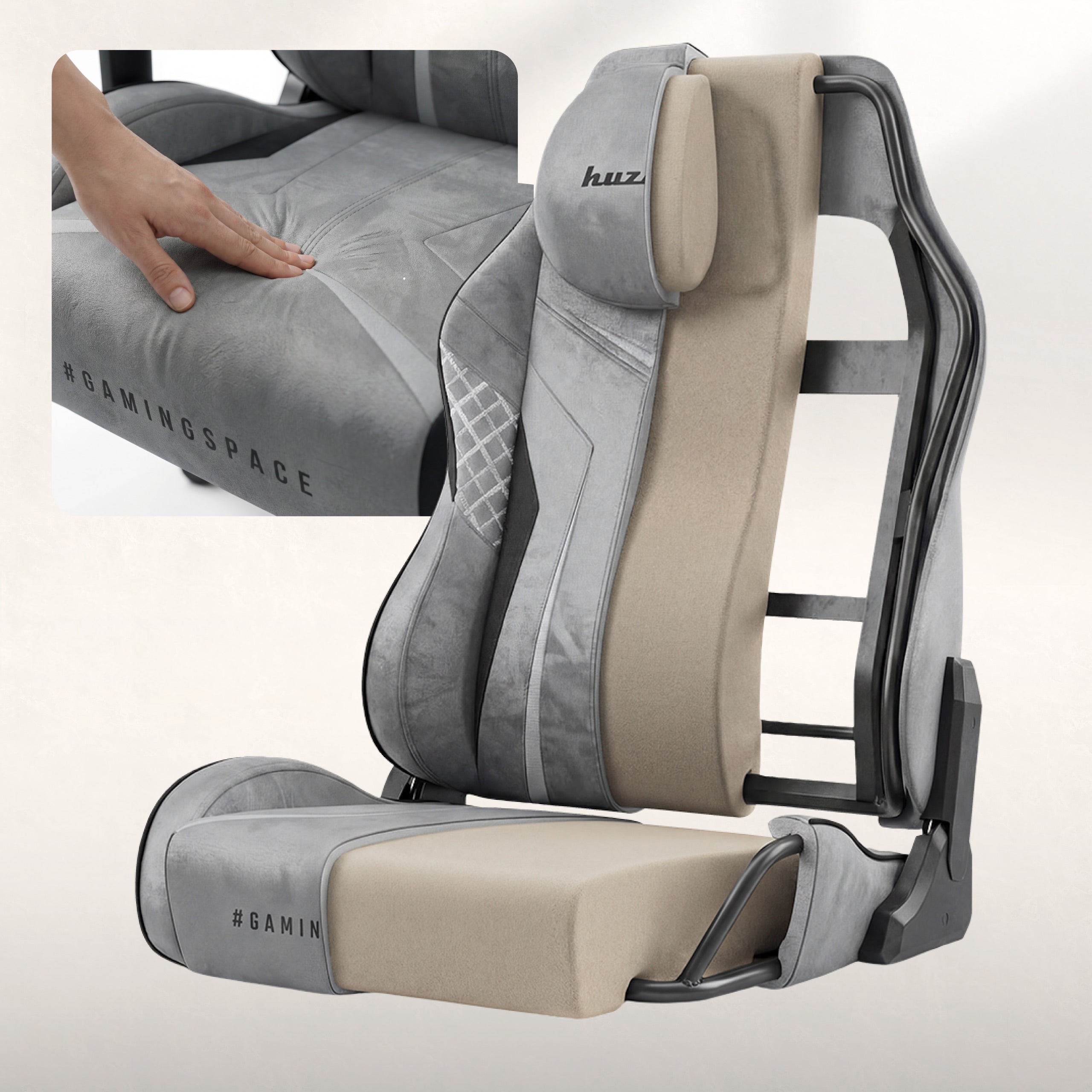 Fotel gamingowy zamszowy Huzaro Force 8.3 Grey