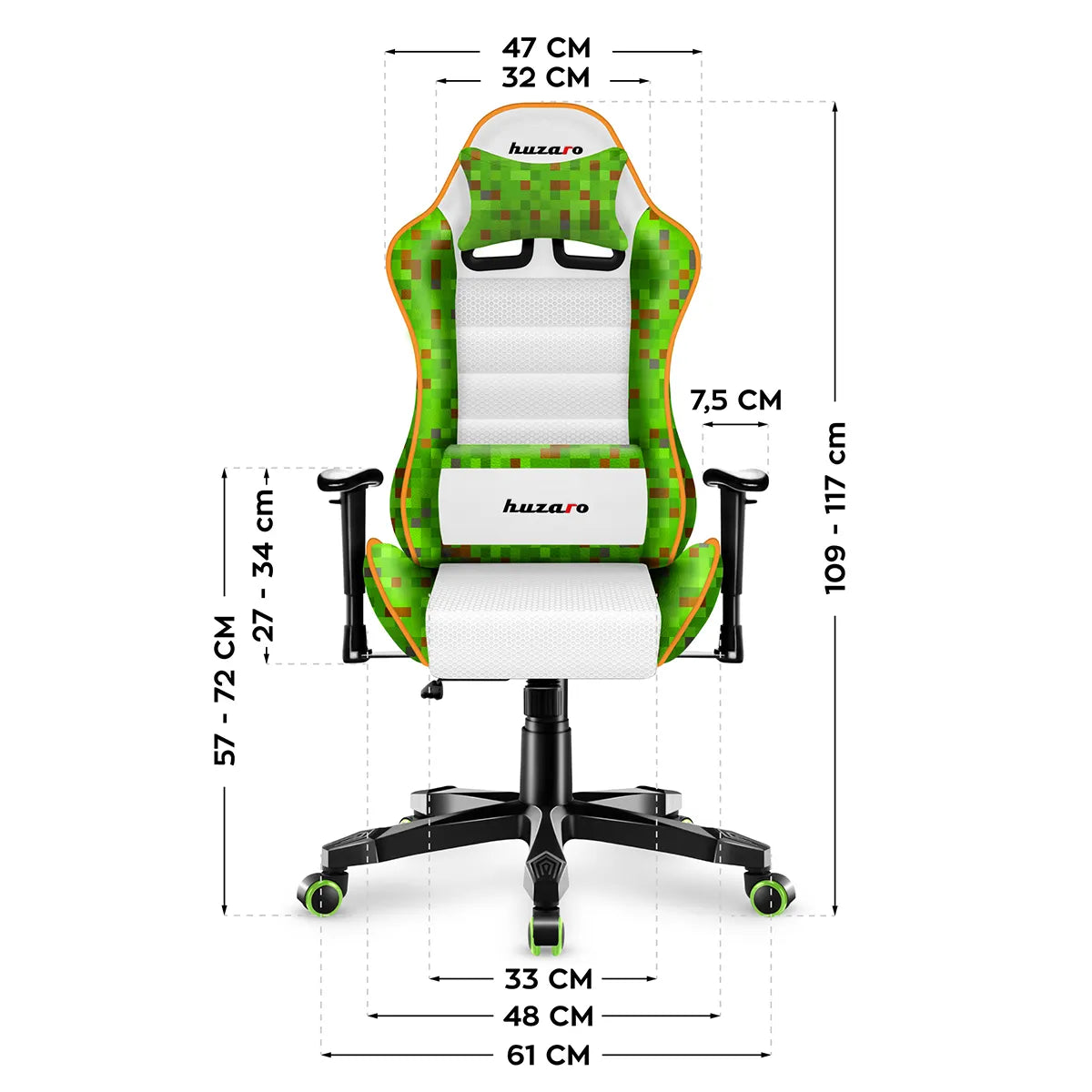 Huzaro Ranger 6.0 Pixel White Gaming-Stuhl für Kinder