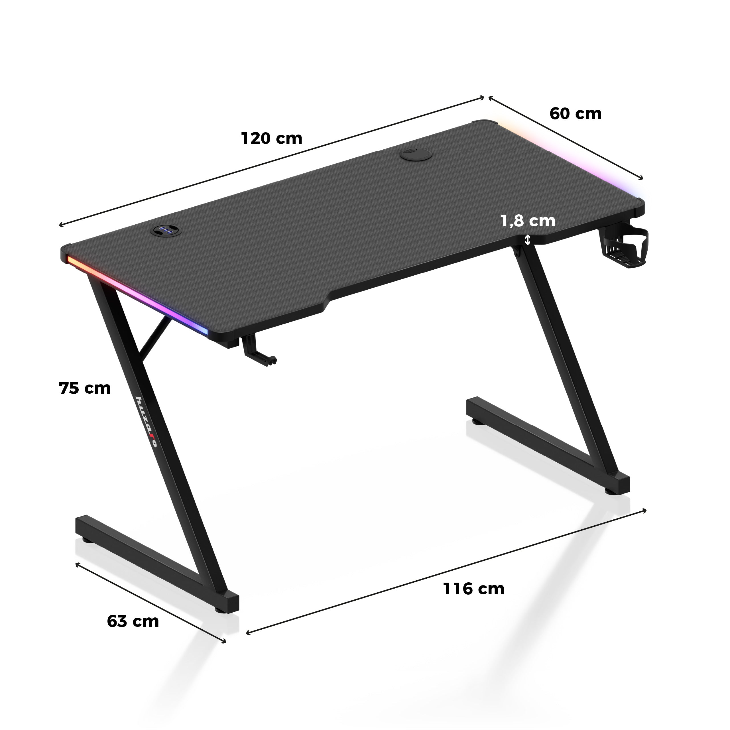 Huzaro Hero 2.5 RGB-LED-Gaming-Tisch