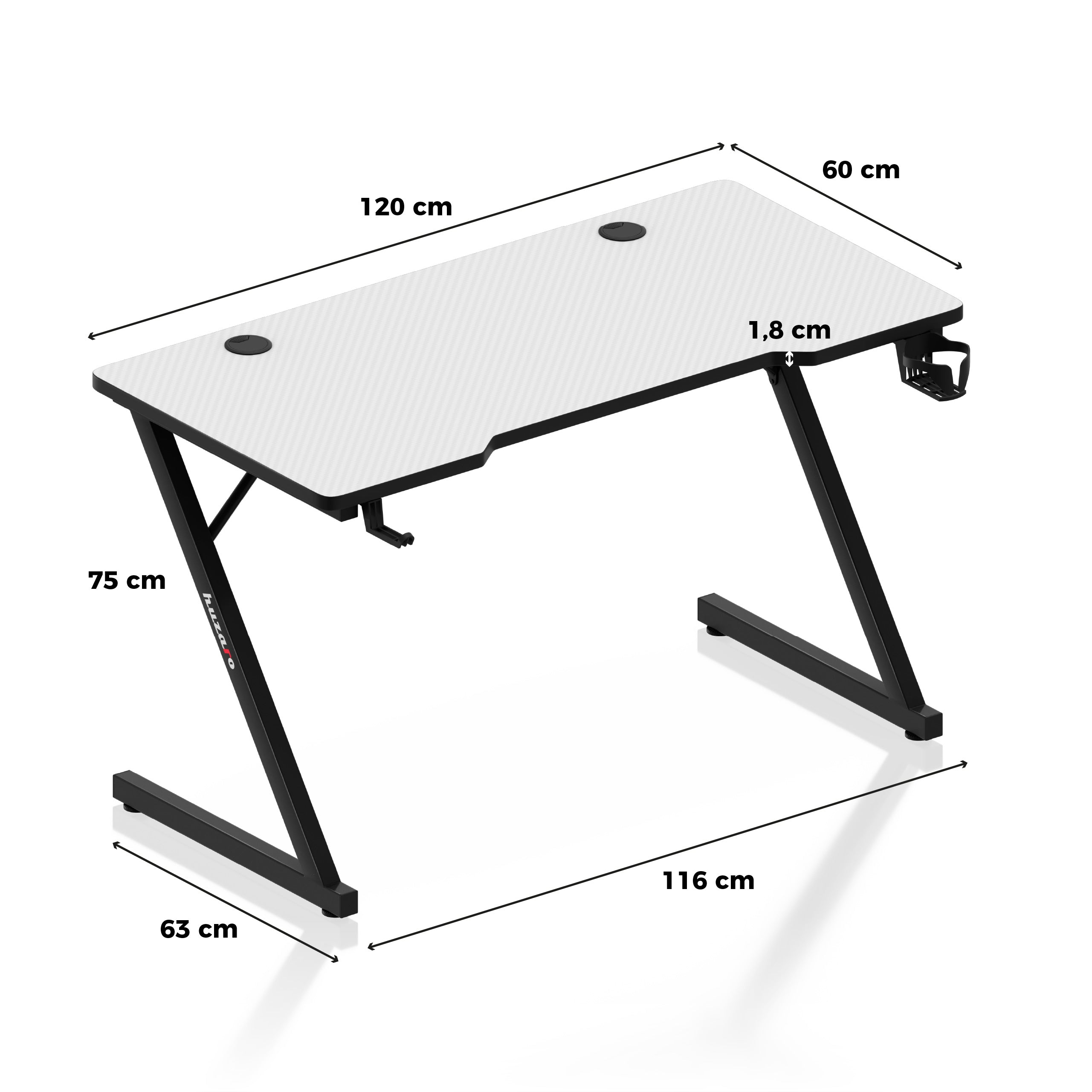 Huzaro Hero 2.5 Weiß Gaming-Schreibtisch