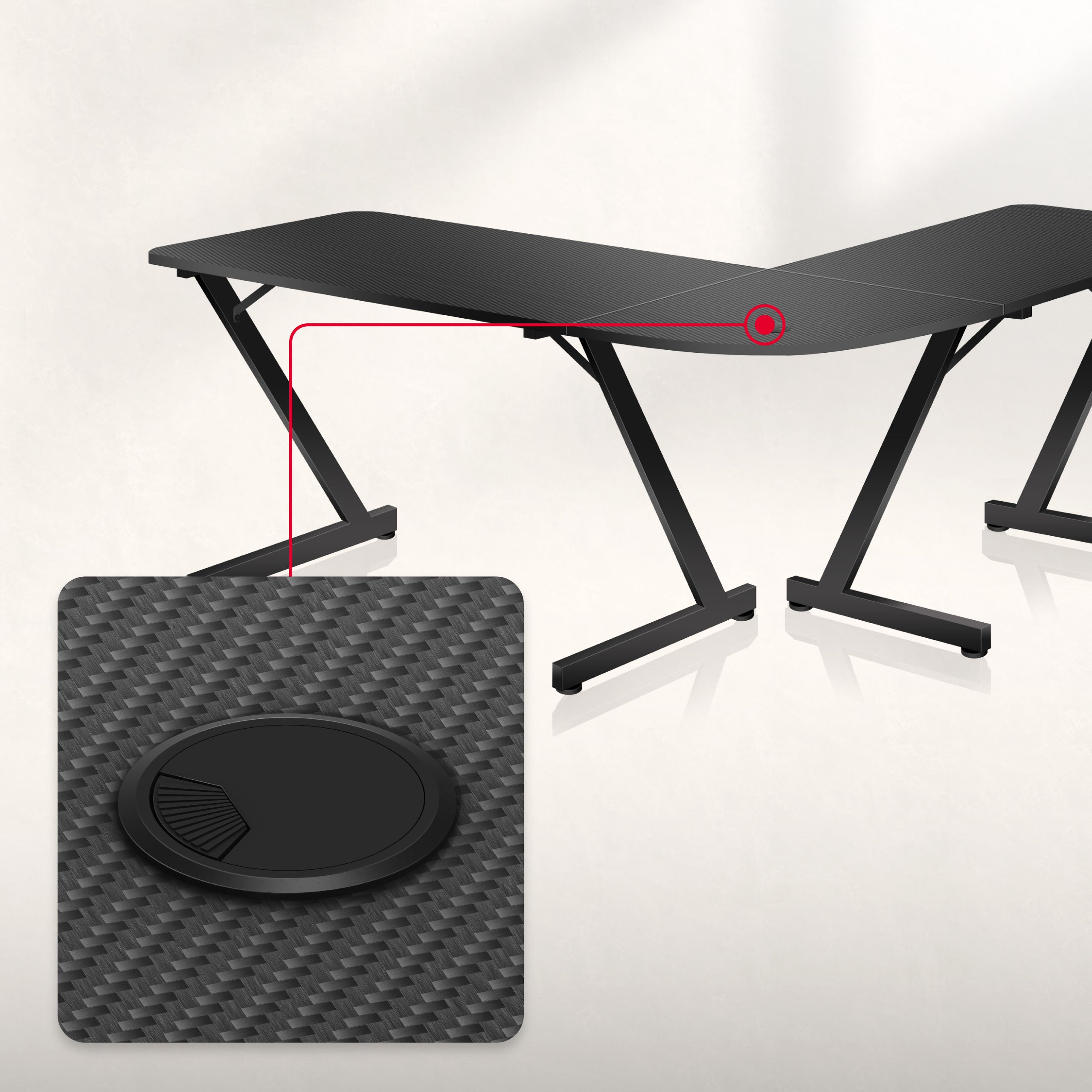 Huzaro Hero 7.0 Eck-Gaming-Schreibtisch schwarz