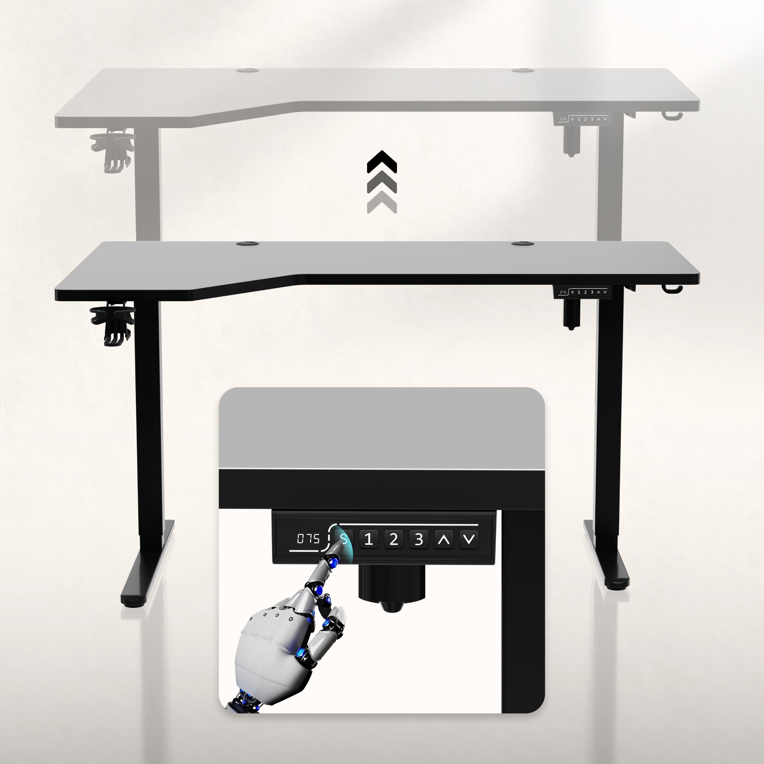 Huzaro Hero 9.1 elektrischer Eckschreibtisch schwarz