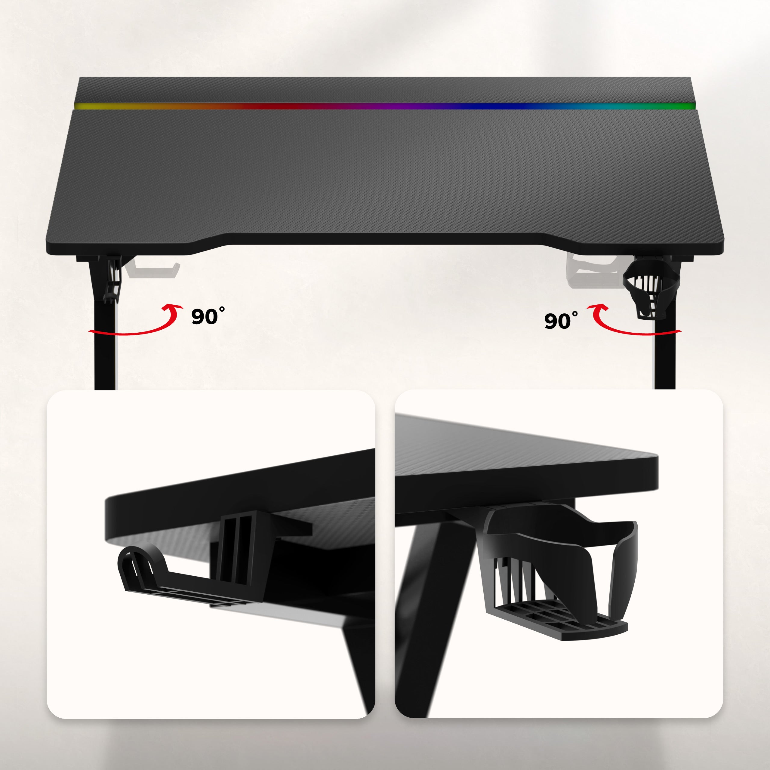 Gaming-Schreibtisch mit LED-Beleuchtung Hero 2.4 RGB Schwarz