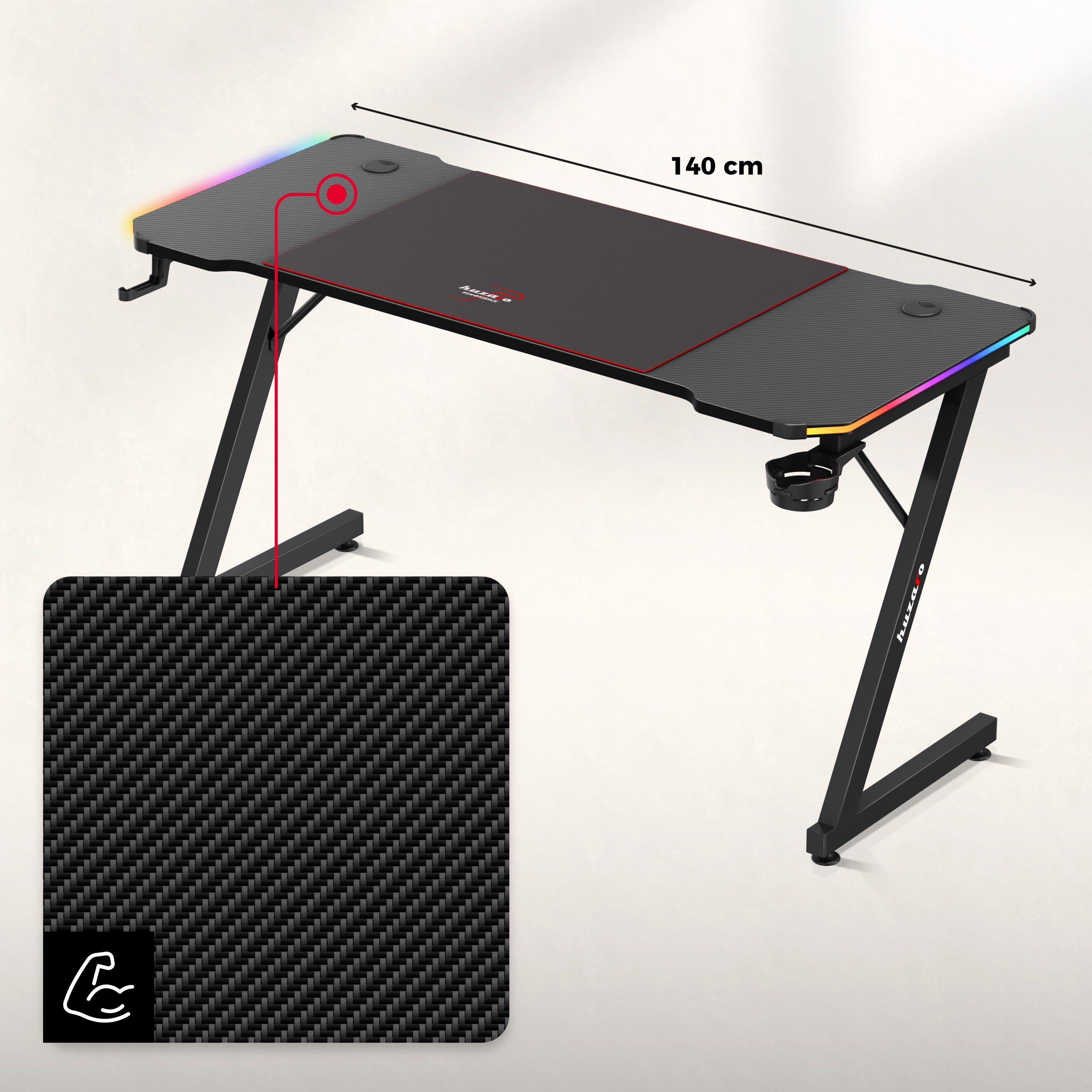 Huzaro Hero 3.3 Gaming-Schreibtisch RGB LED